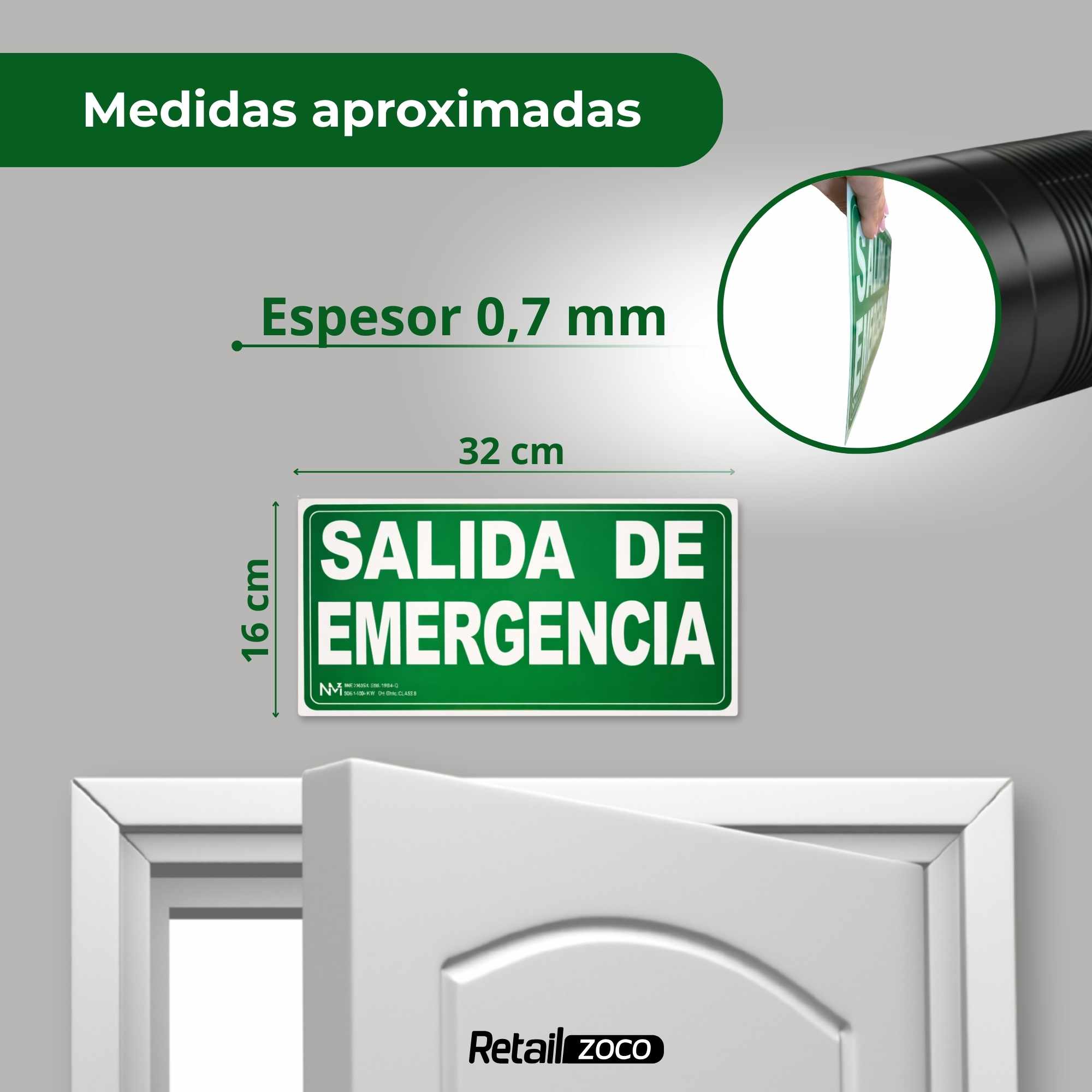 Señal Salida de emergencia Luminiscente Clase B PVC 32 x 16 cm - imagen 5