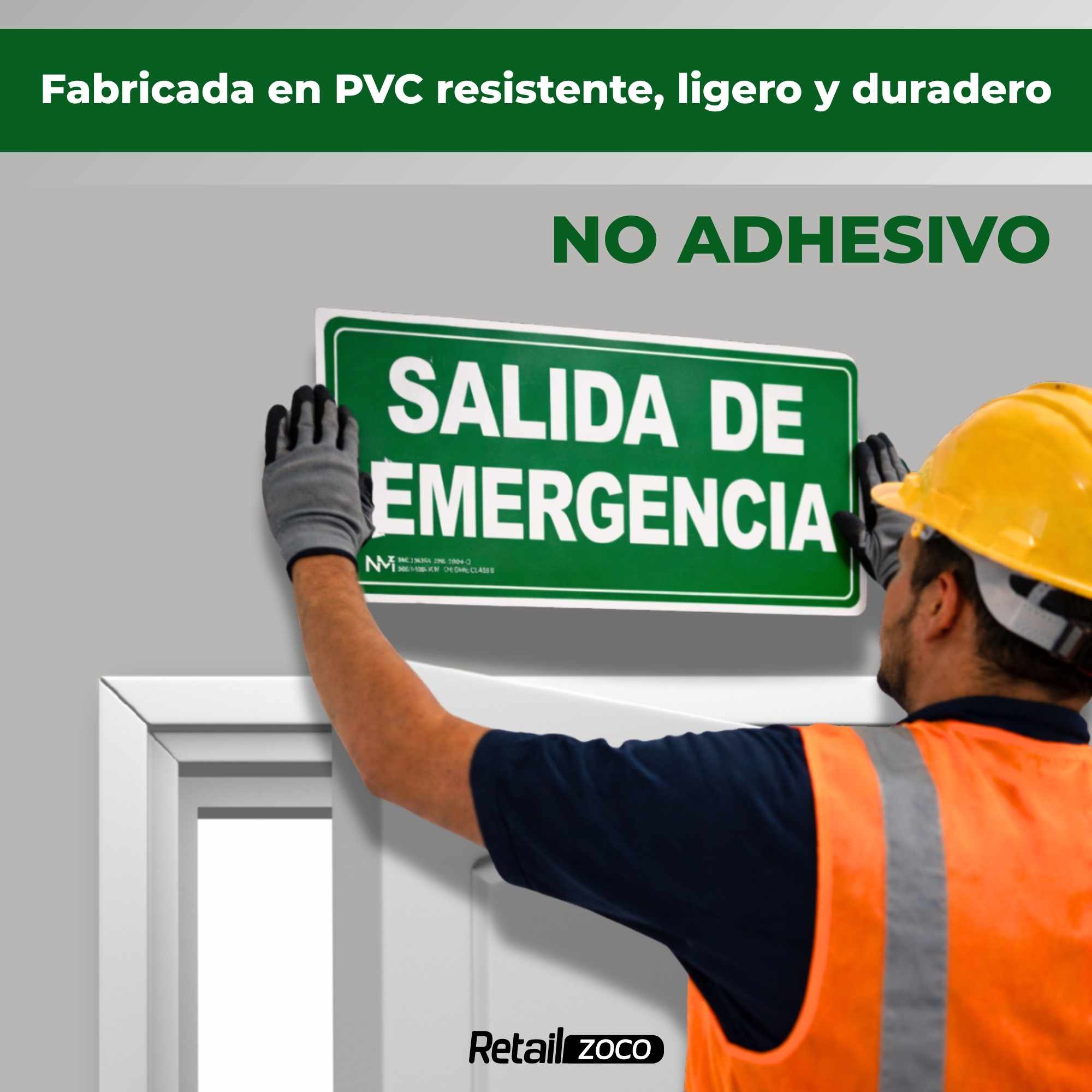 Señal Salida de emergencia Luminiscente Clase B PVC 32 x 16 cm - imagen 6