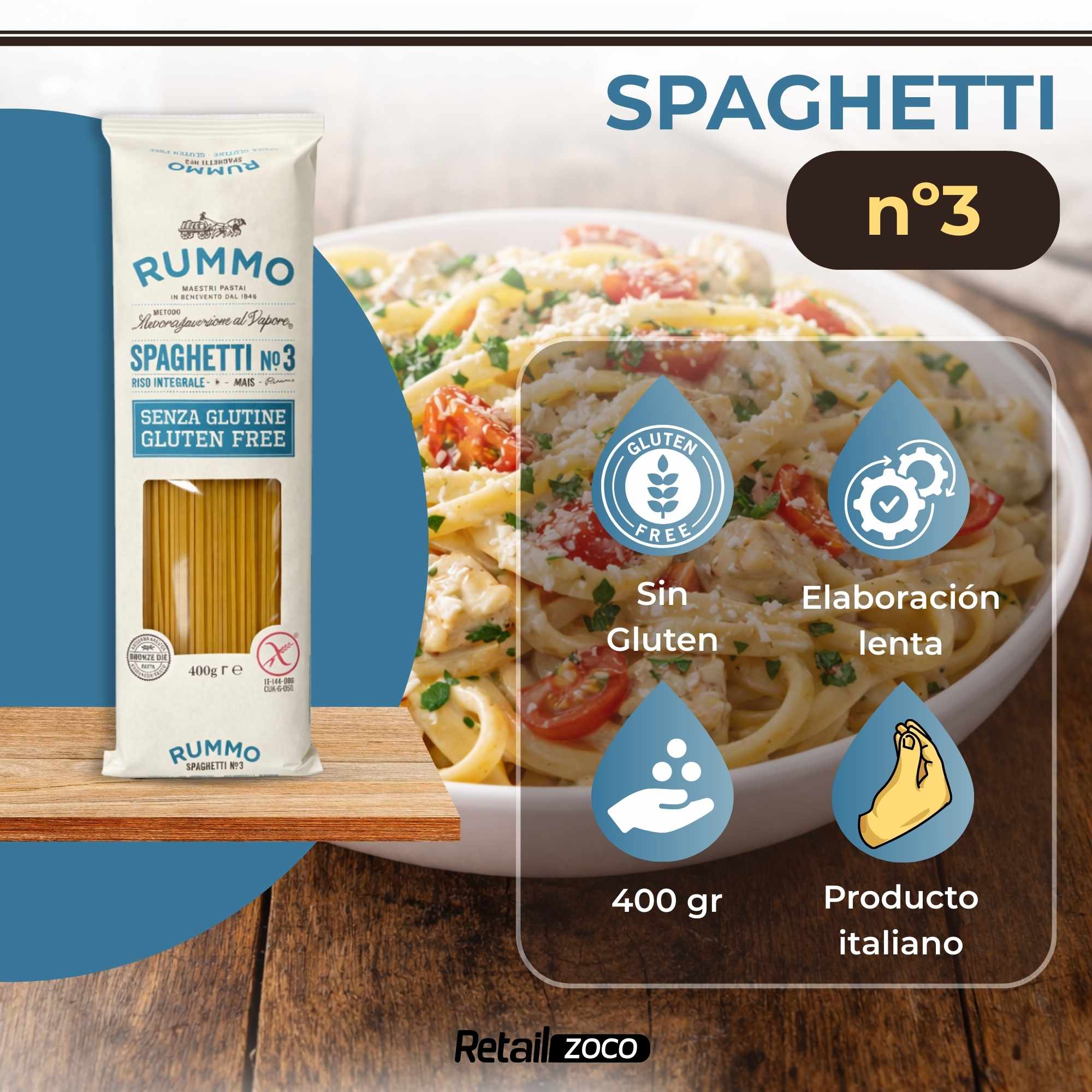 Spaghetti Rummo Sin Gluten Nº3 de 400g - imagen 2