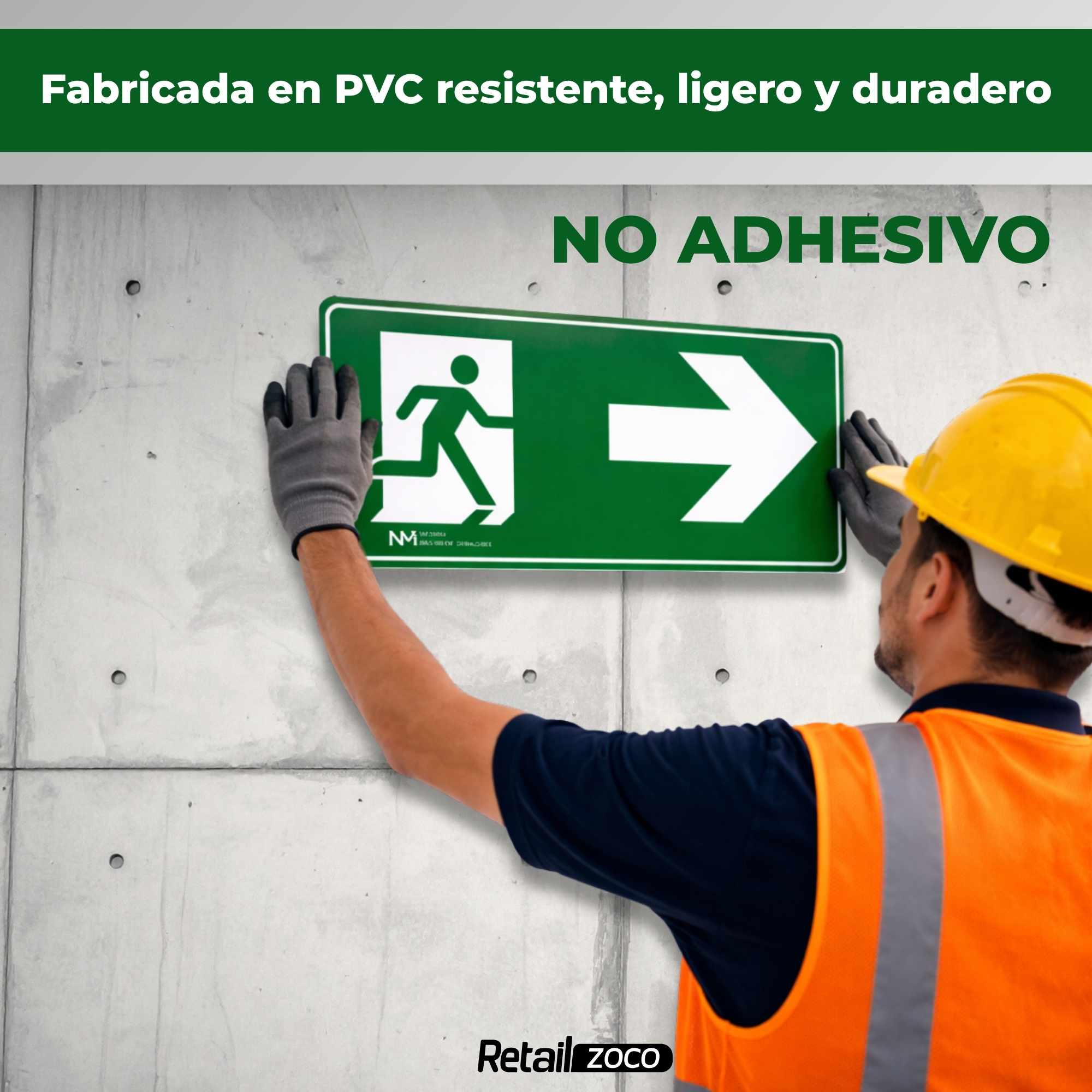 Señal Salida Derecha Luminiscente Clase B PVC 32 x 16 cm - imagen 5