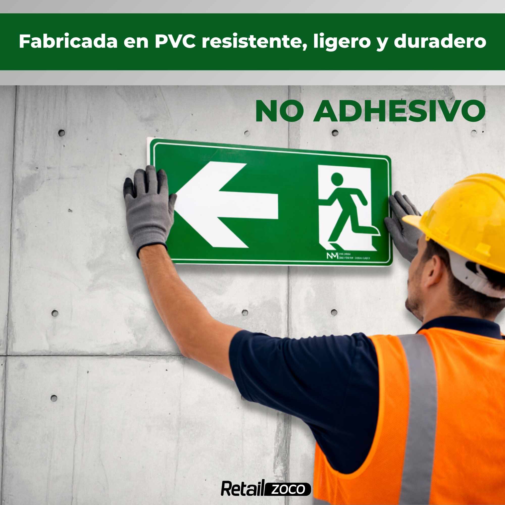 Señal Salida Izquierda Luminiscente Clase B PVC 32 x 16 cm - imagen 5