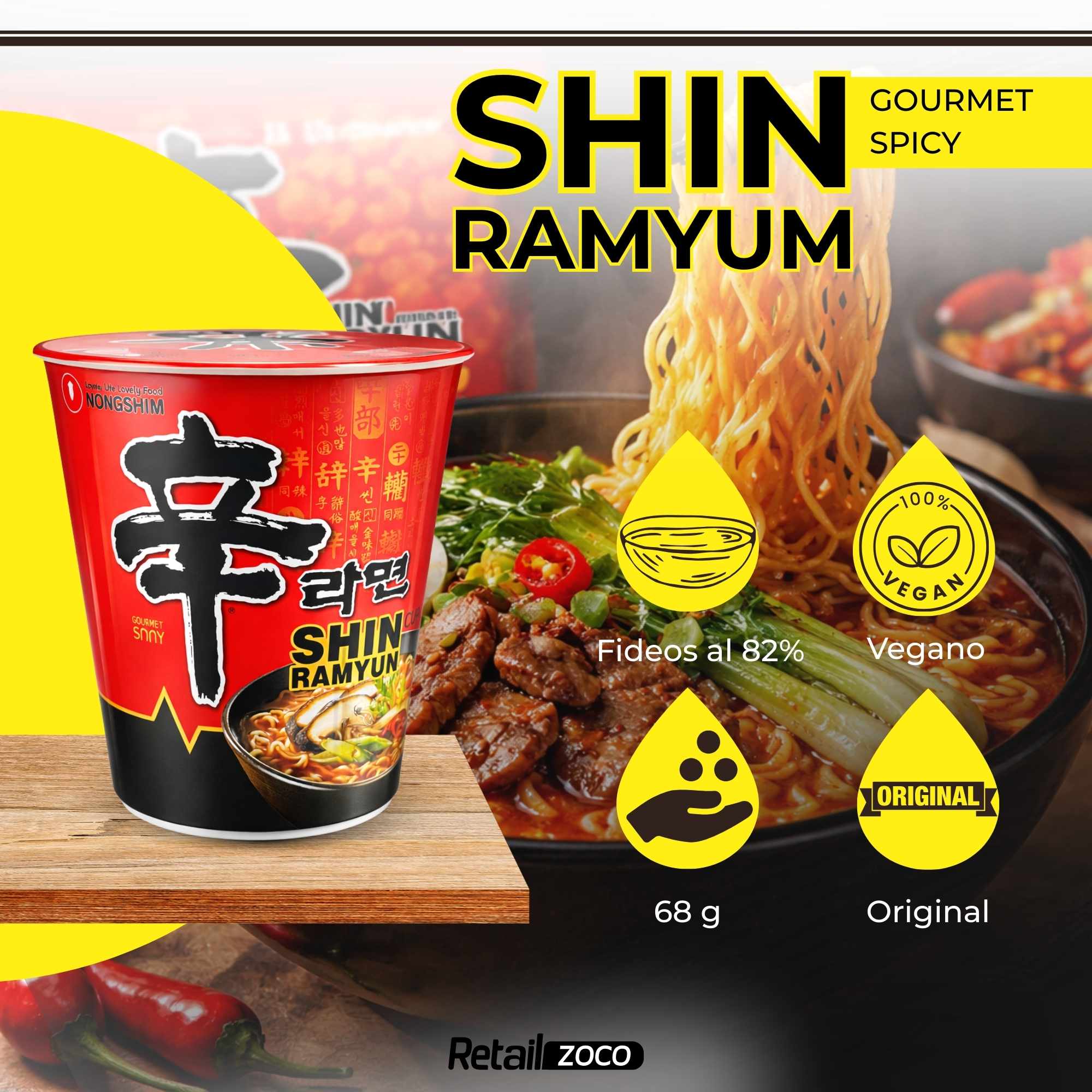 Nong Shim Shin Ramen Noodle Picante 68 gr - imagen 2