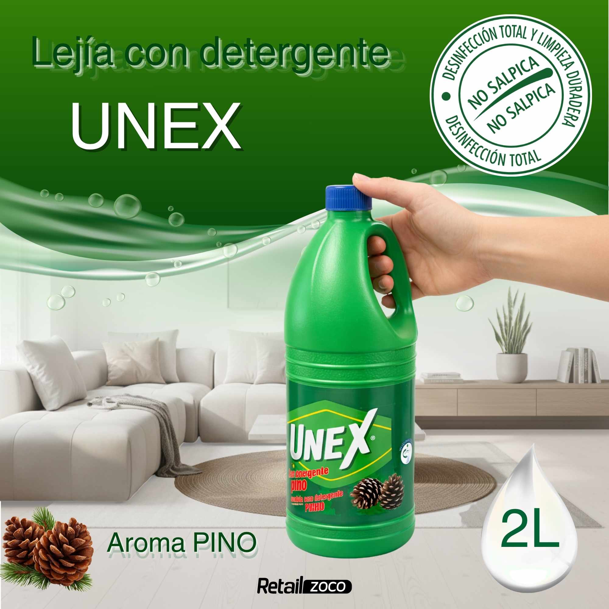 Lejia con detergente Pino 2 Litros - imagen 2