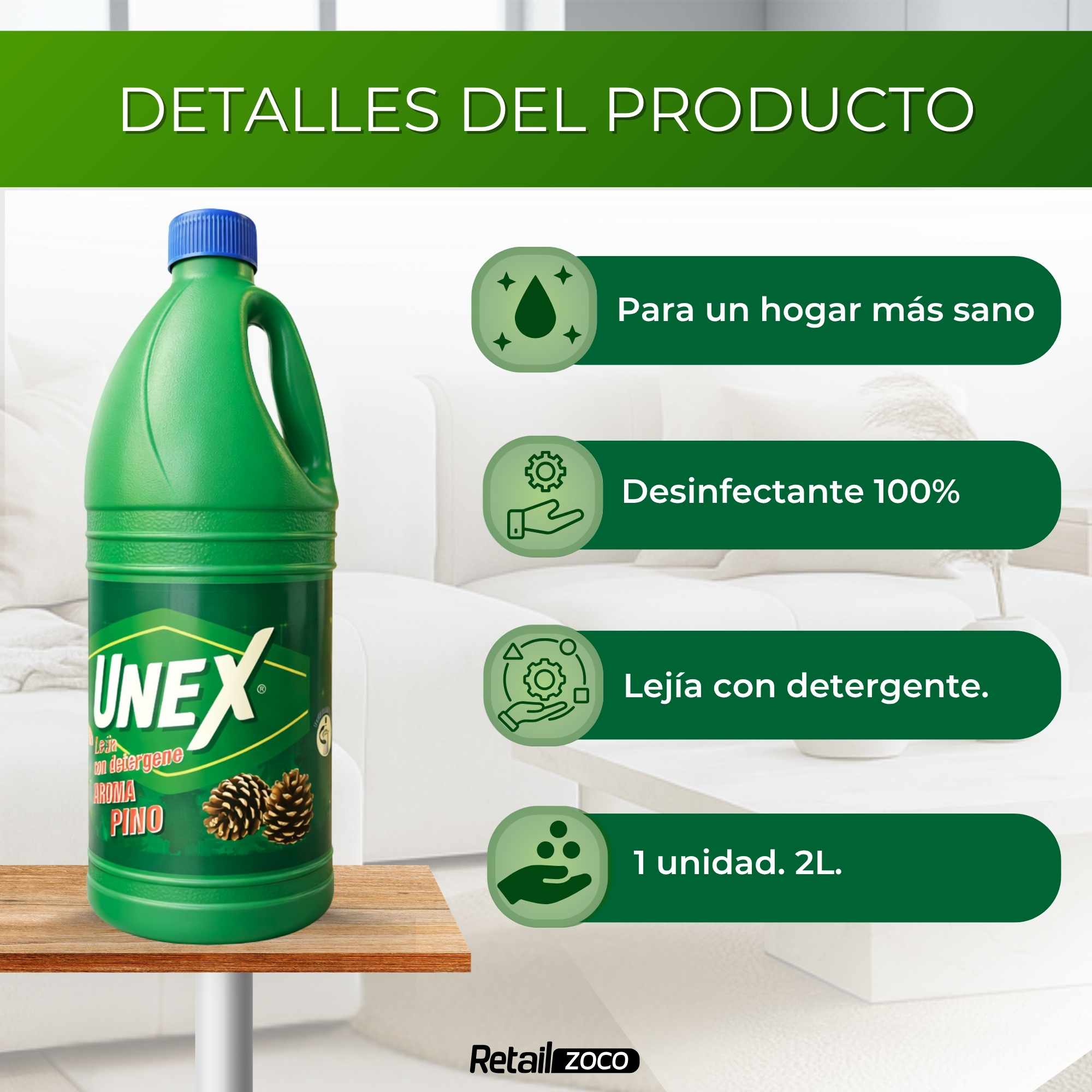 Lejia con detergente Pino 2 Litros - imagen 3
