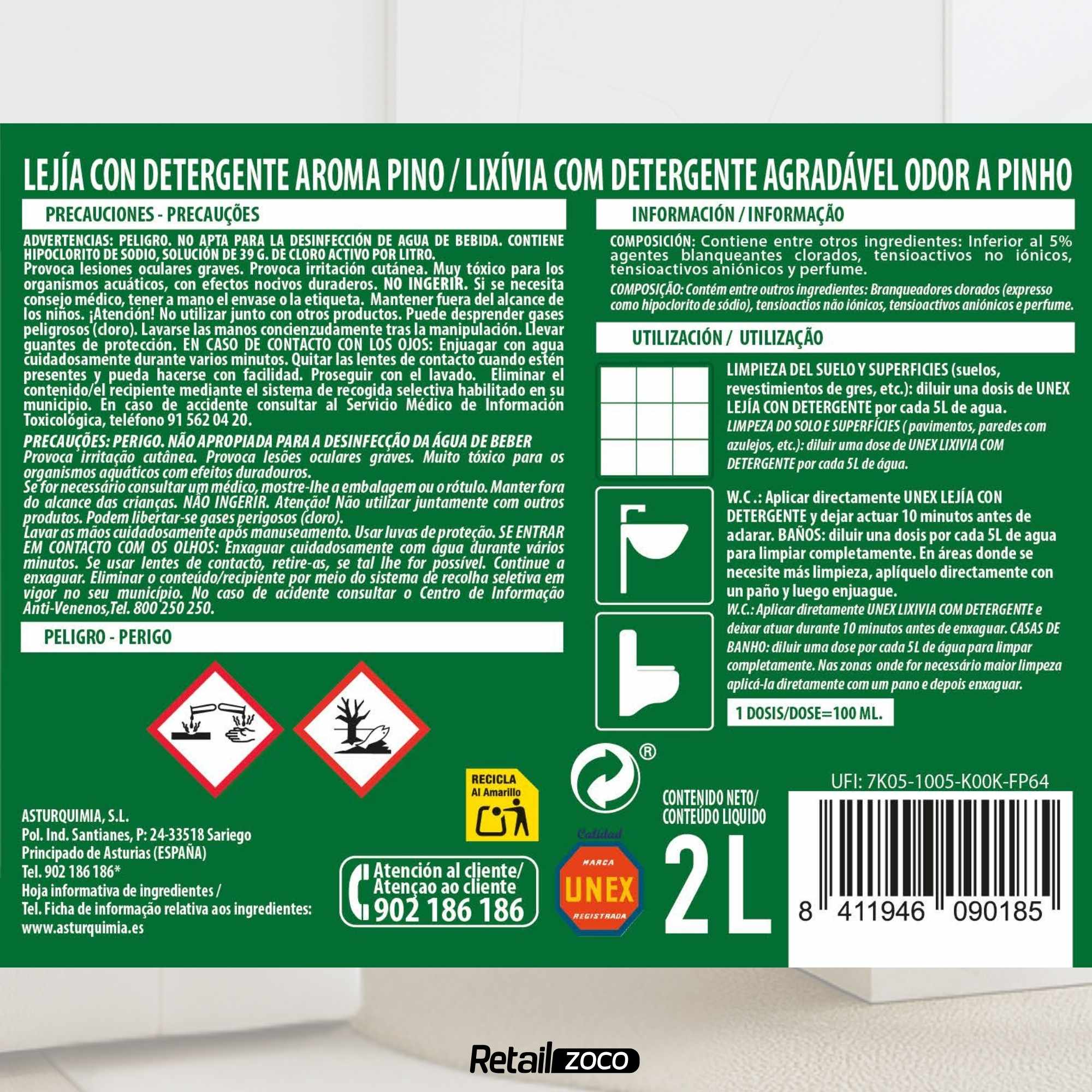 Lejia con detergente Pino 2 Litros - imagen 6