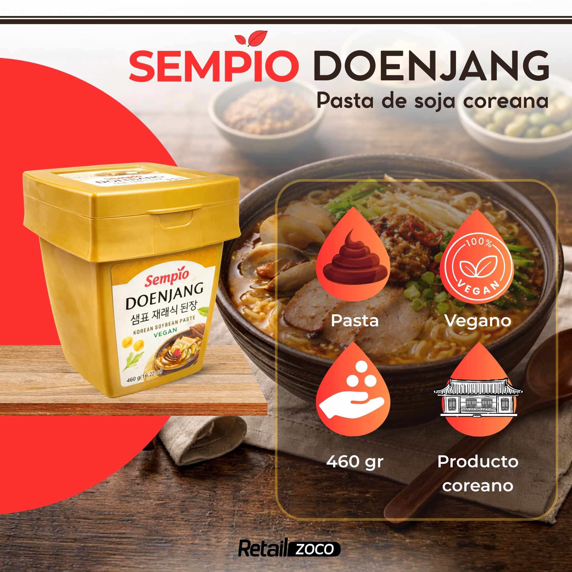 Pasta de Soja Coreana Vegana 460 g Doenjang - imagen 2