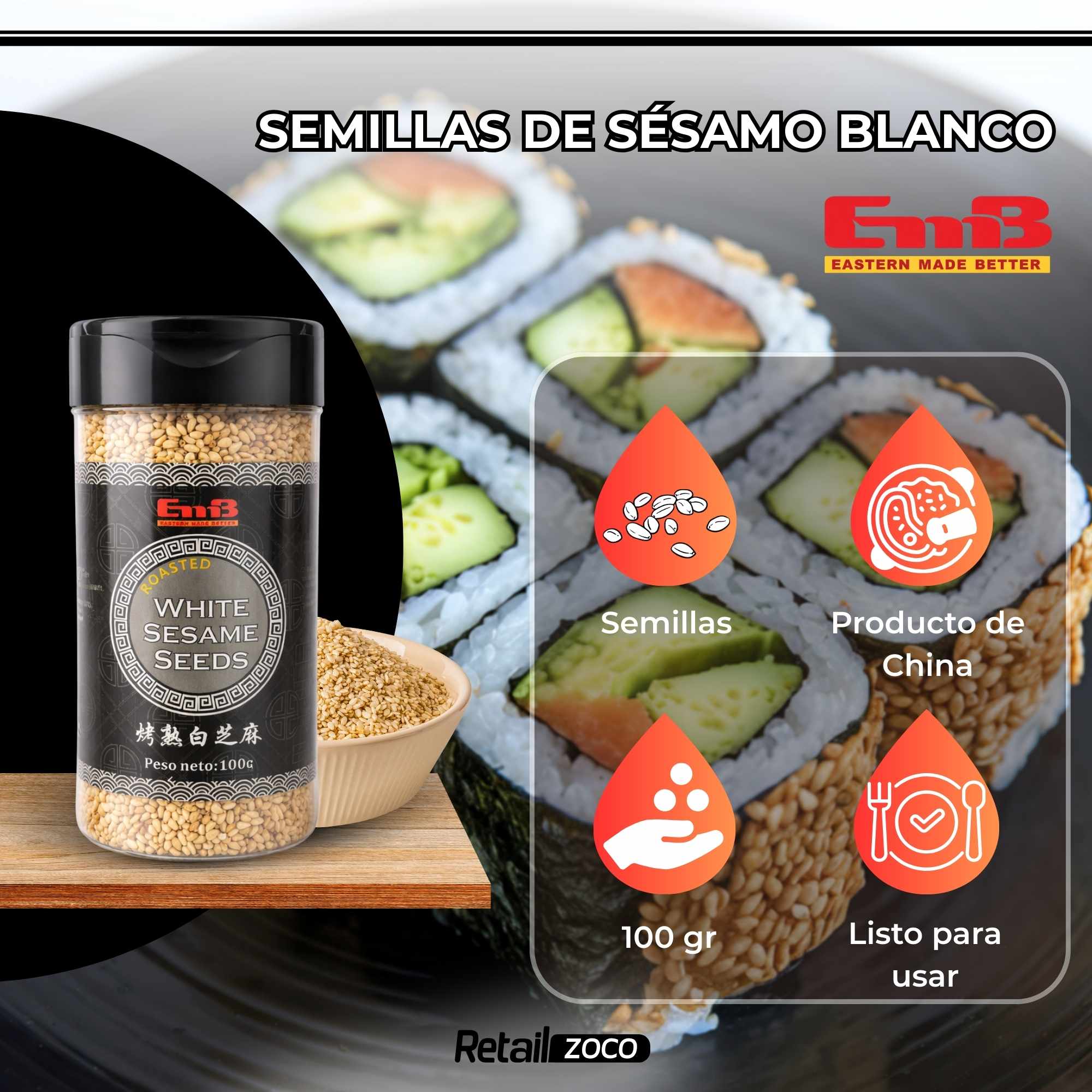 Semillas de sésamo Tostado blanco 100 g - imagen 2