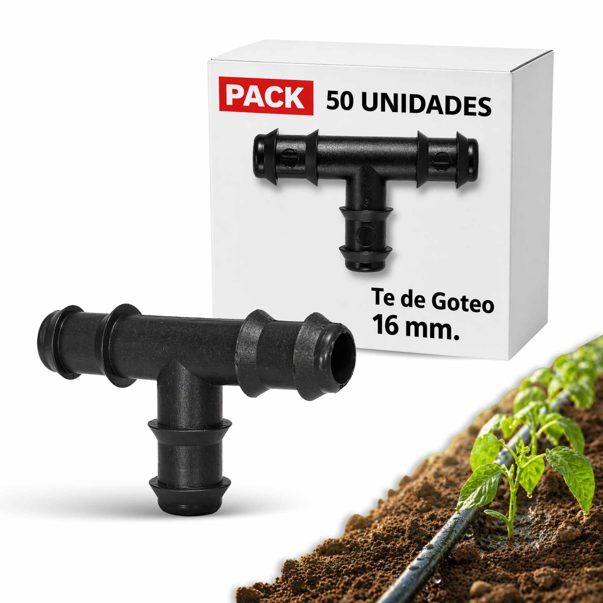 Te de Goteo 16 mm 50 Unidades