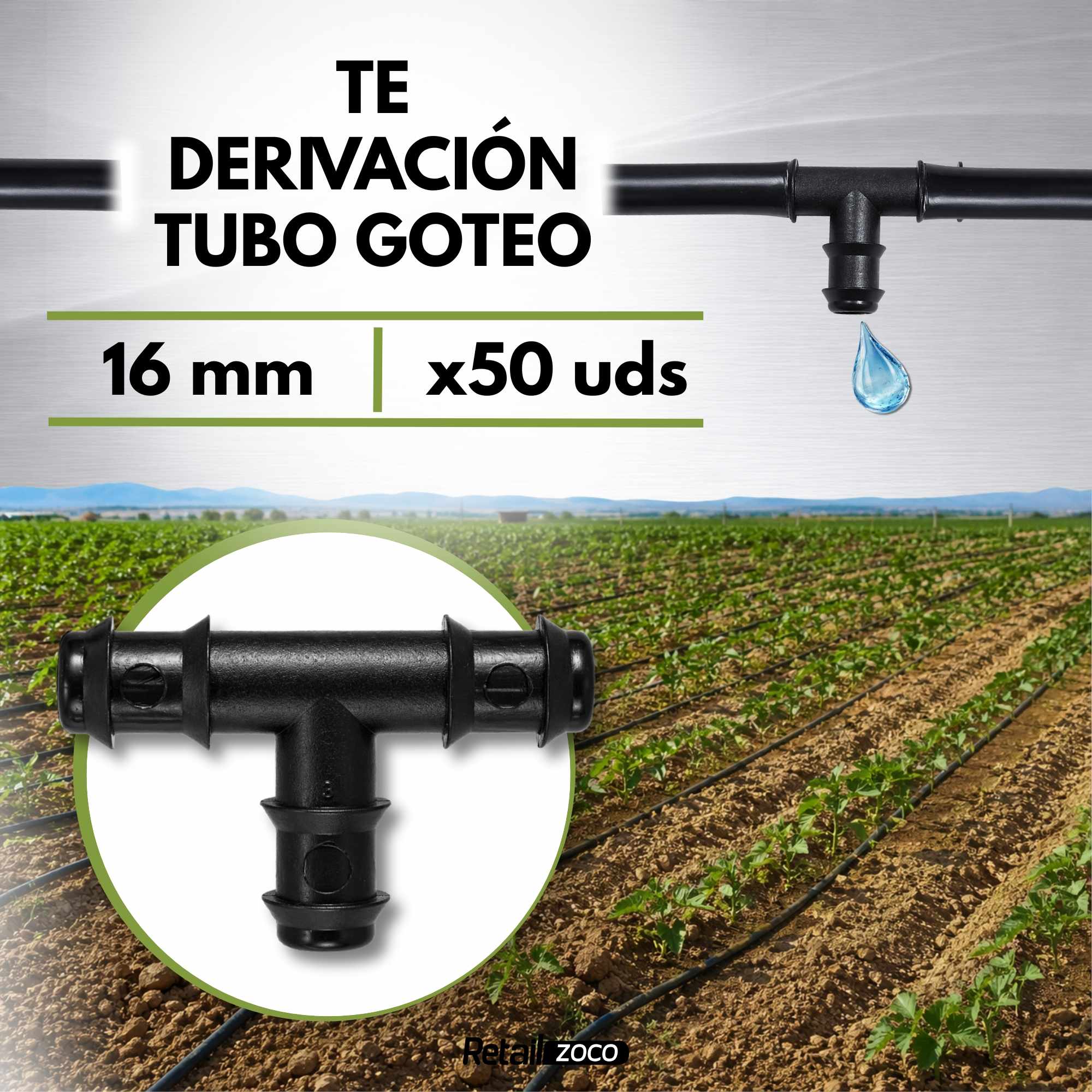 Te de Goteo 16 mm 50 Unidades - imagen 2