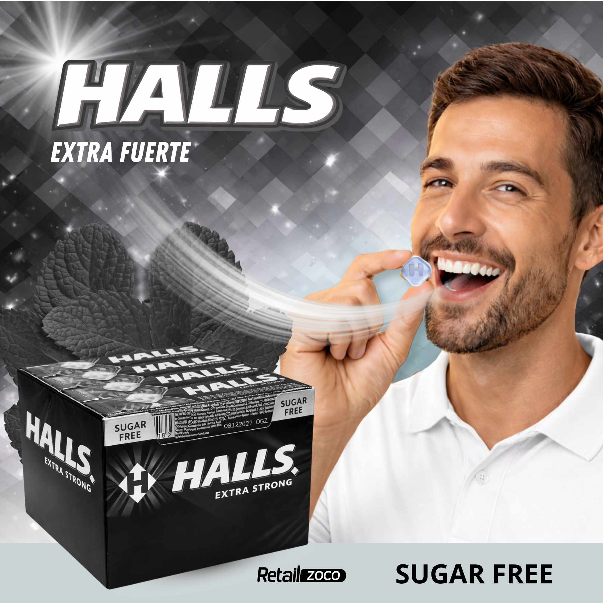 Halls Menta Fuerte Caramelo Sin Azúcar Caja de 20 Sticks de 32 g - imagen 2