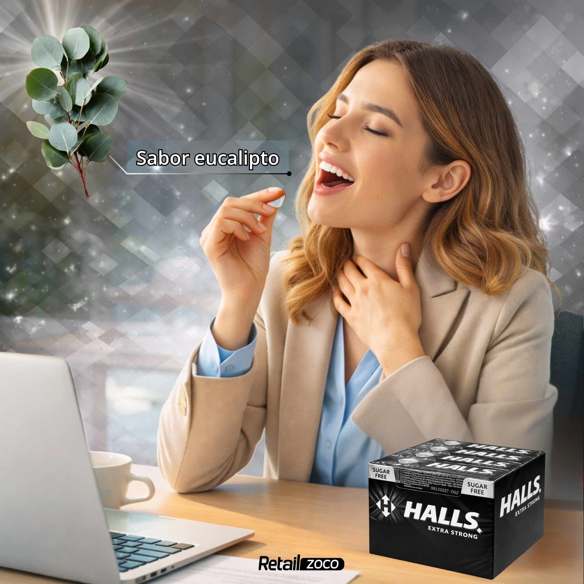 Halls Menta Fuerte Caramelo Sin Azúcar Caja de 20 Sticks de 32 g - imagen 4