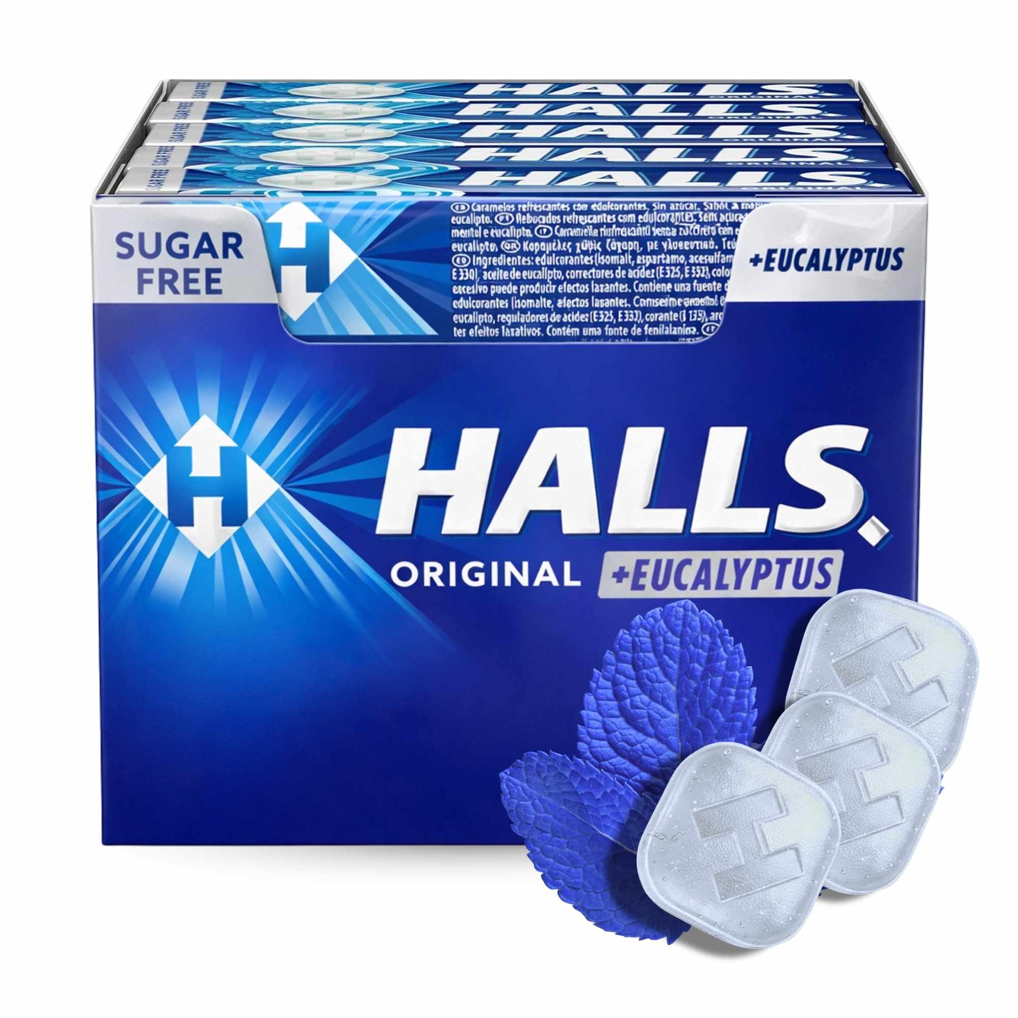 Halls original Sabor Eucalipto Sin Azúcar Caja de 20 Sticks de 32 g