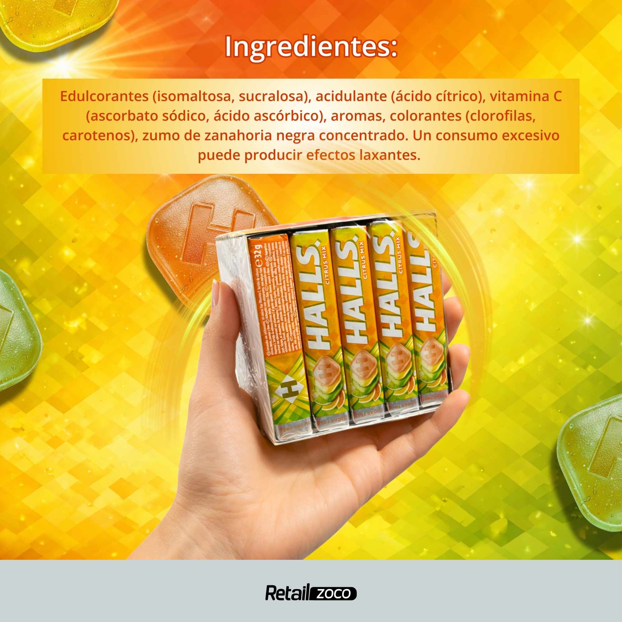 Halls Citrus Mix Sin Azúcar Caja de 20 Sticks de 32 g - imagen 5