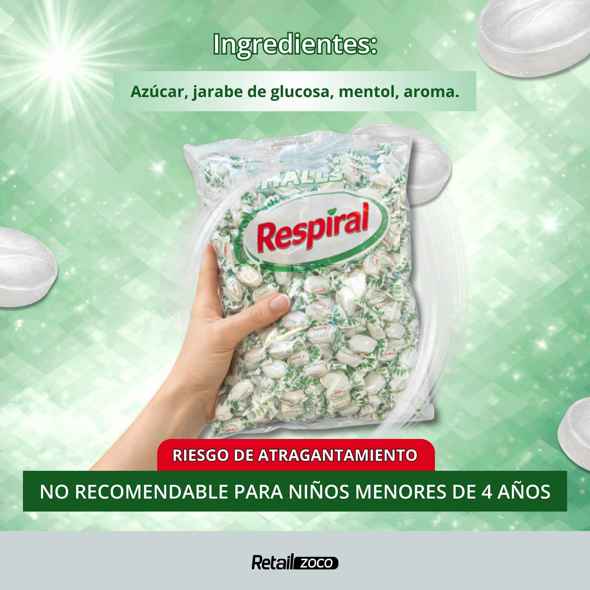 Halls Respiral Caramelos Sabor Eucalipto 1 Kg - imagen 4