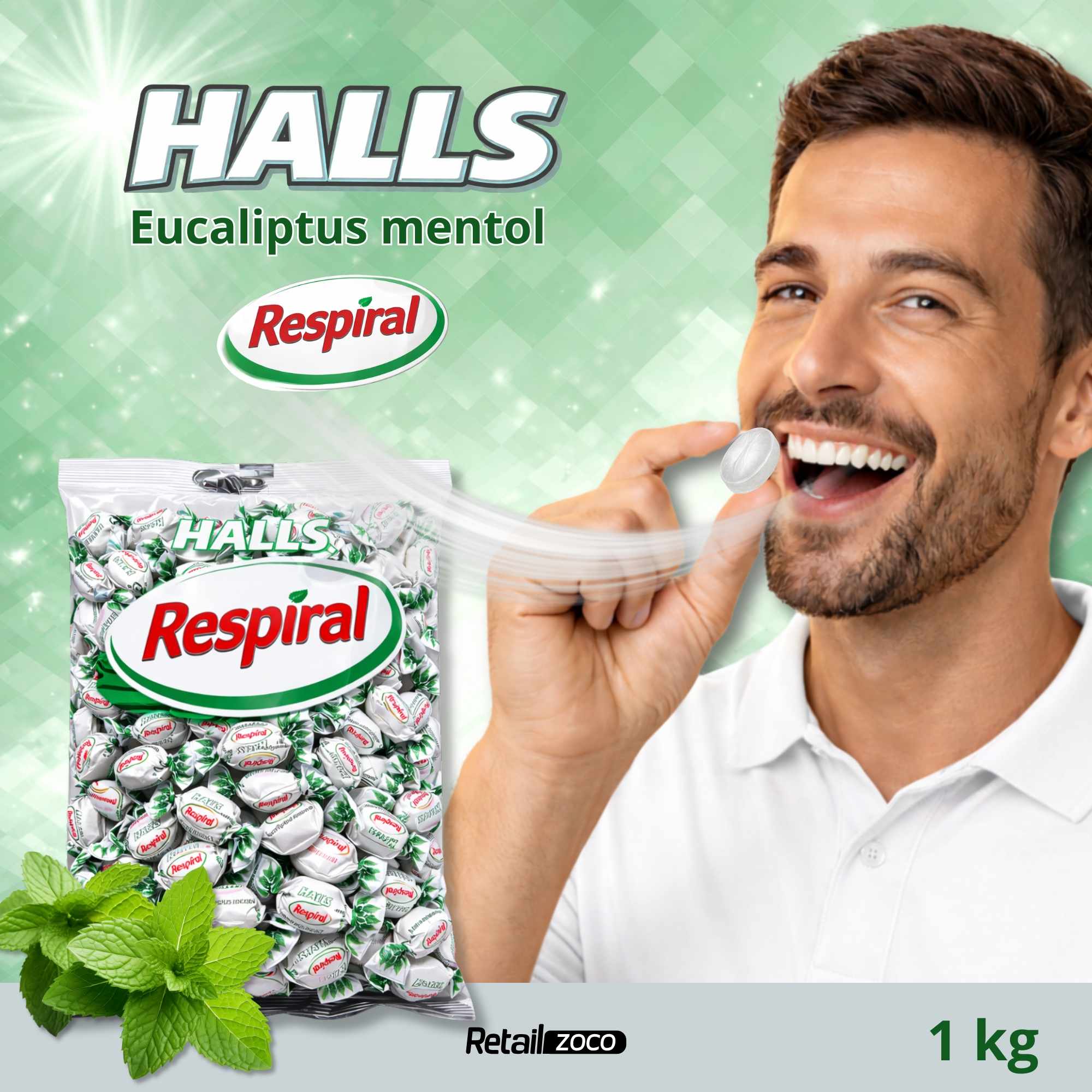 Halls Respiral Caramelos Sabor Eucalipto 1 Kg - imagen 5