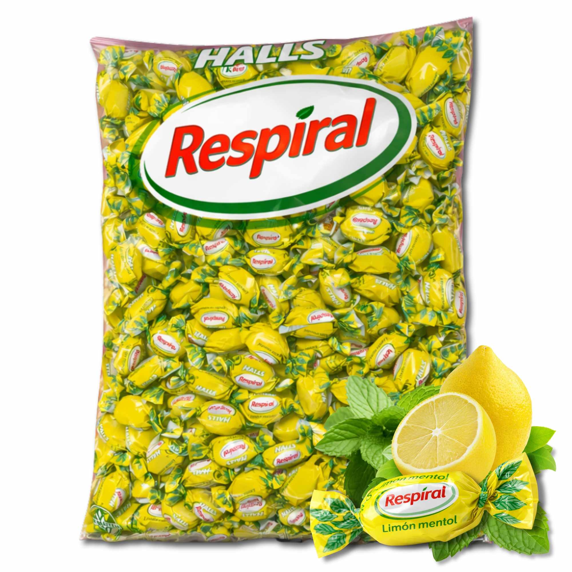 Halls Respiral Caramelos Sabor Limón y Mentol 1 Kg