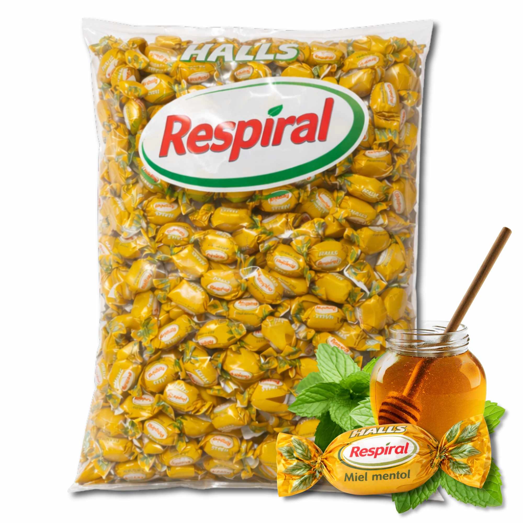 Halls Respiral Caramelos Sabor Miel y Mentol 1 Kg