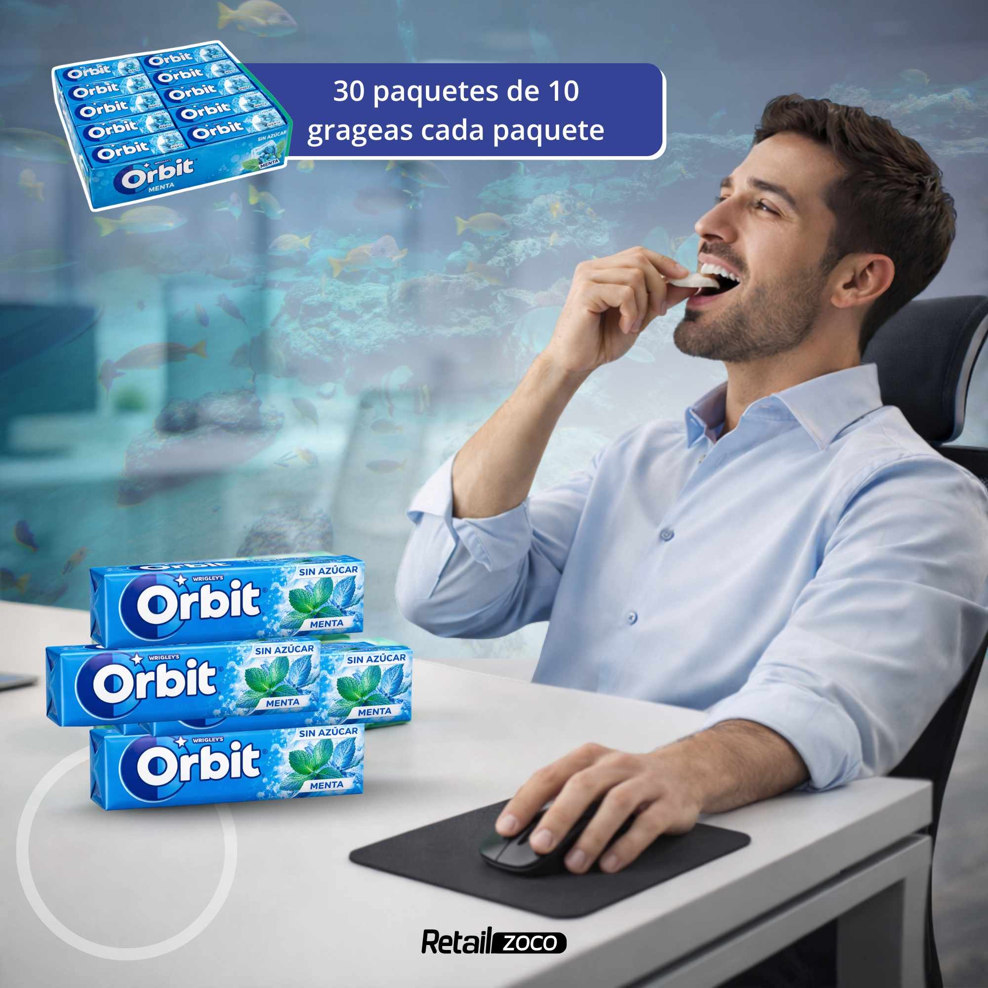 Orbit Chicles Sin Azúcar Sabor Menta 30 paquetes de 10 chicles - imagen 4