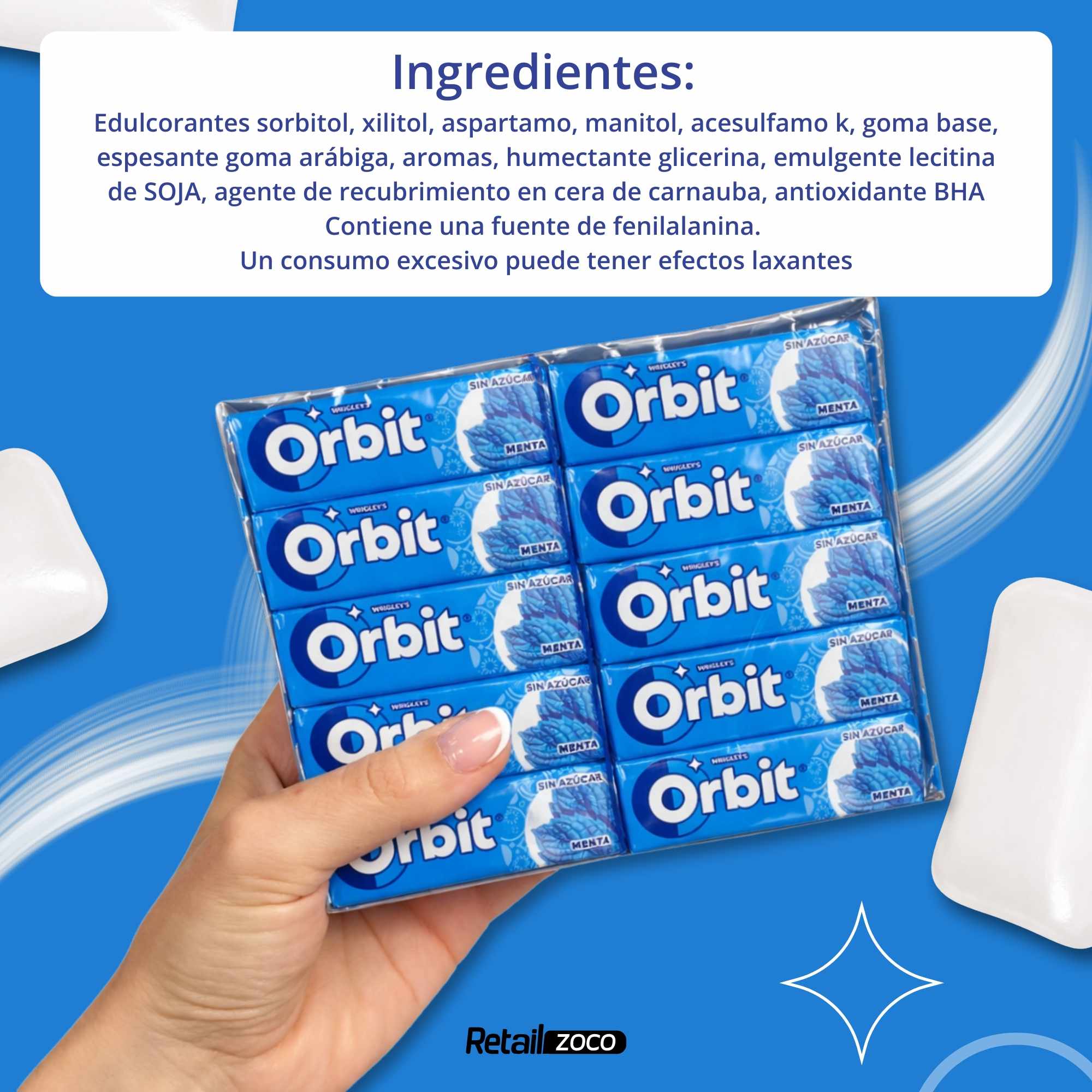 Orbit Chicles Sin Azúcar Sabor Menta 30 paquetes de 10 chicles - imagen 5