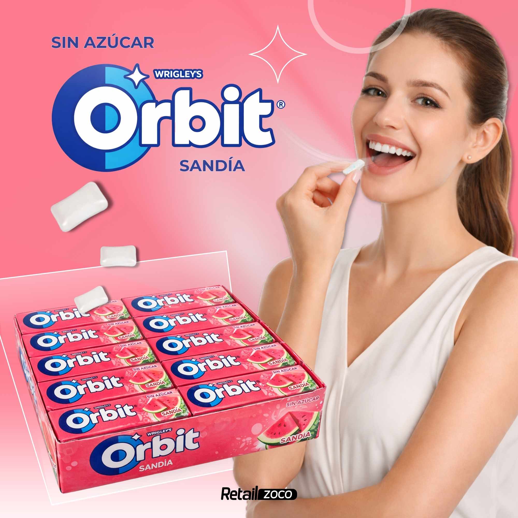 Orbit Chicles Sin Azúcar Sabor bubblemint 30 paquetes de 10 chicles - imagen 2