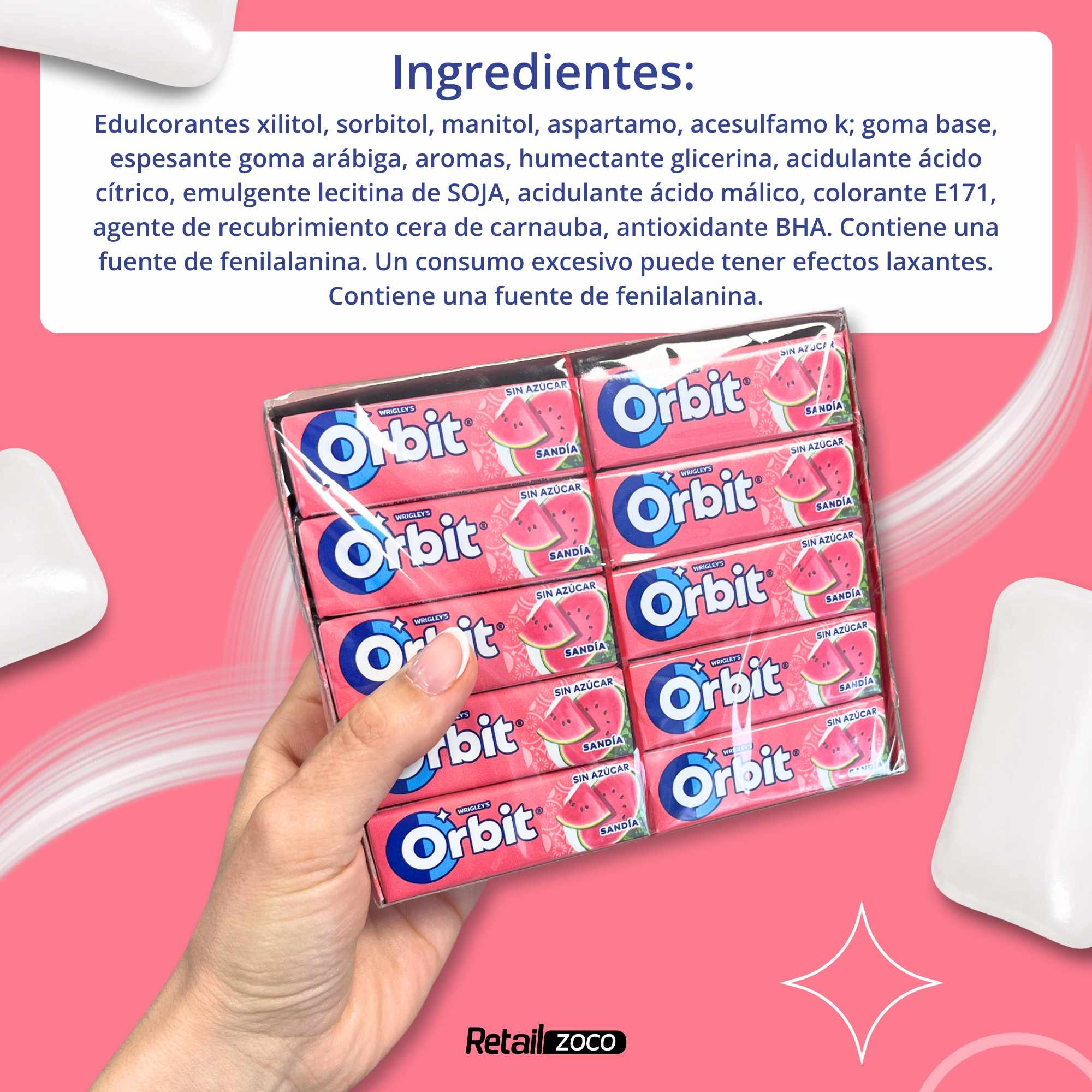Orbit Chicles Sin Azúcar Sabor bubblemint 30 paquetes de 10 chicles - imagen 5