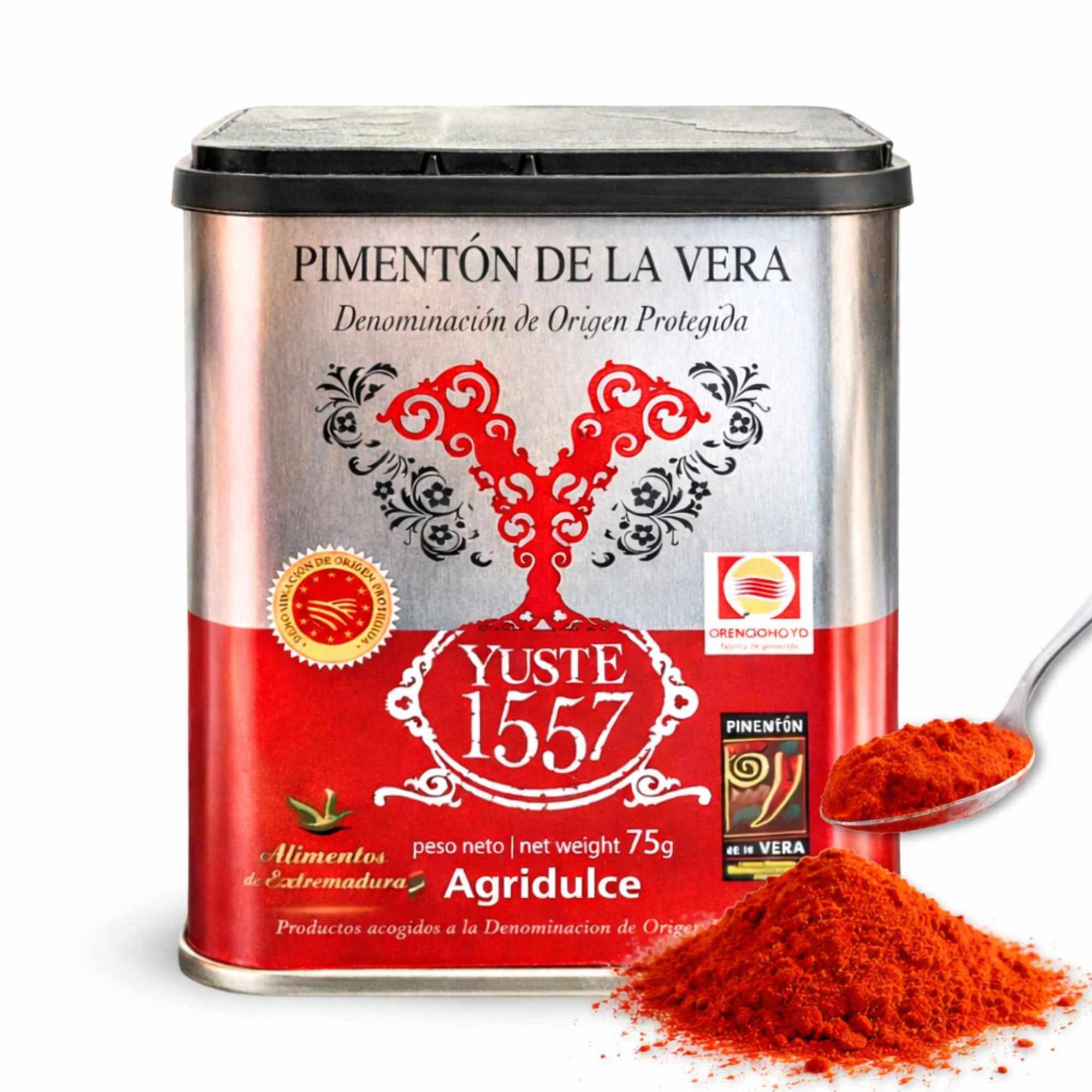 Pimentón de la Vera Ahumado Agridulce con DOP 75 gr lata Yuste 1557