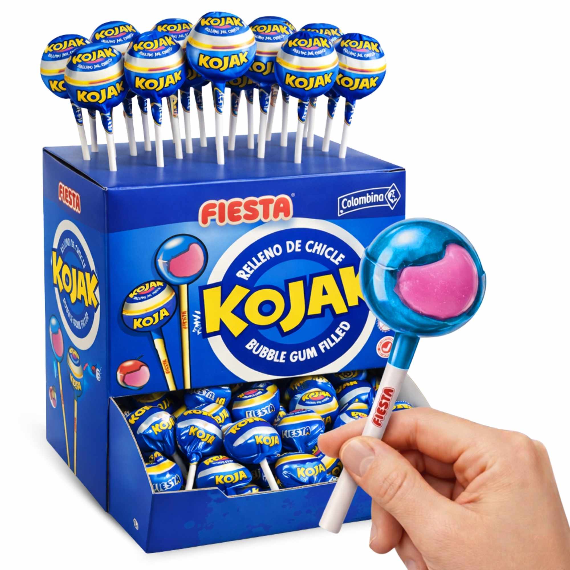 Caramelo Pintalenguas con Palo Sabor Mora Fiesta Kojak Pack 100 unidades - imagen 1