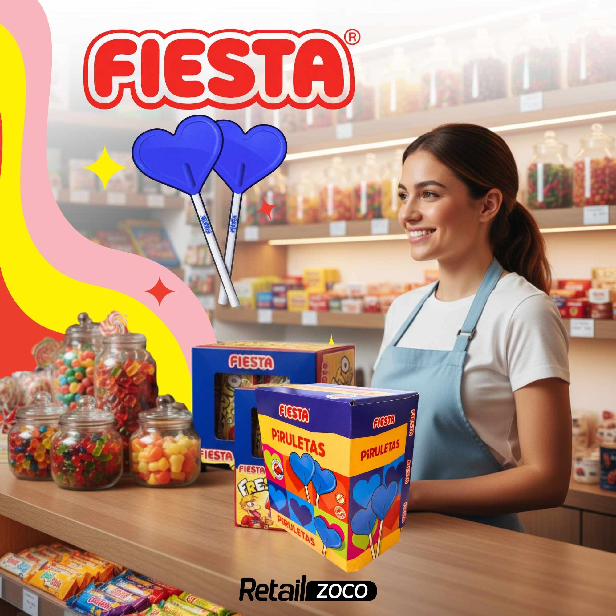 Piruletas Pintalenguas con Palo Sabor Mora forma corazon Fiesta Pack 80 unidades - imagen 2