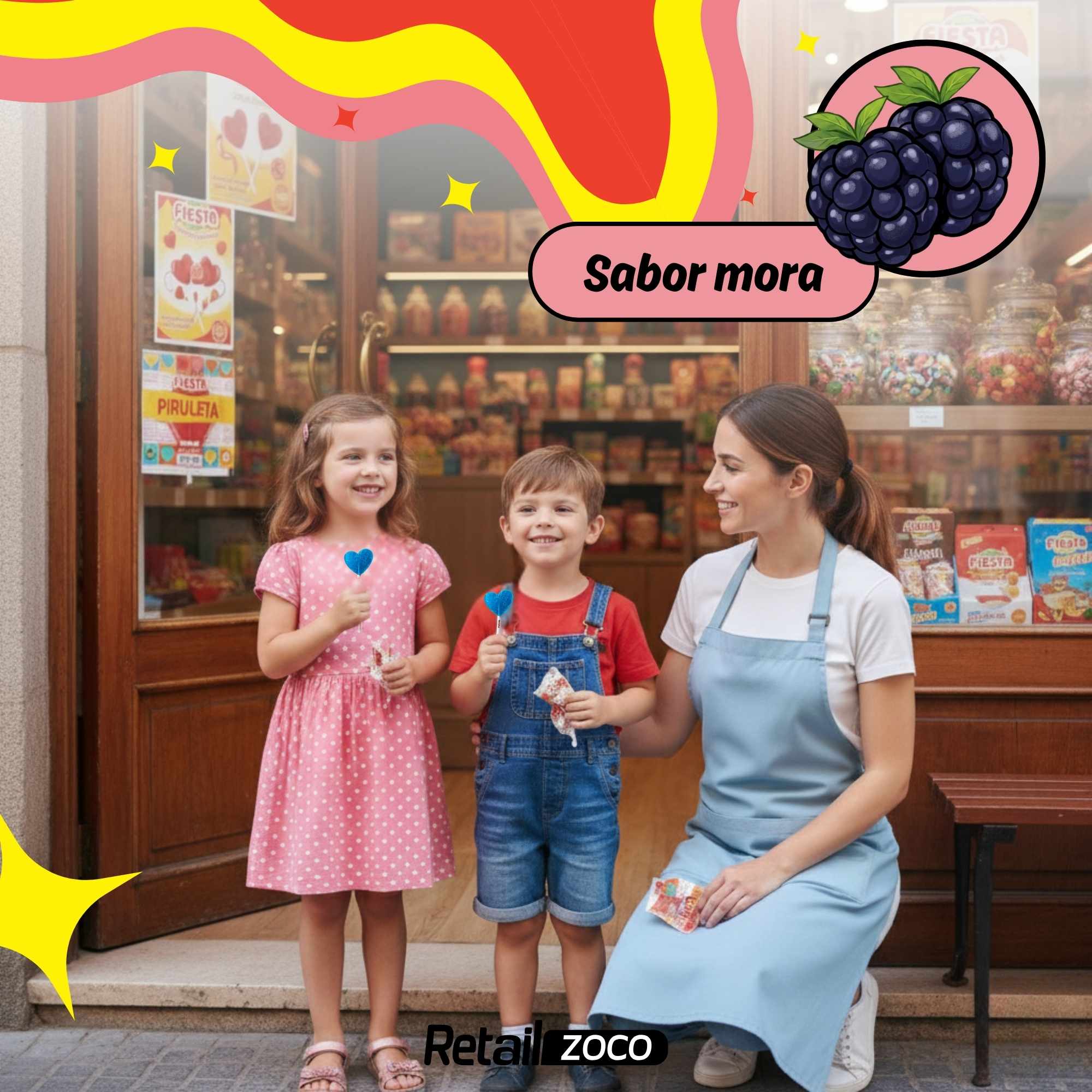 Piruletas Pintalenguas con Palo Sabor Mora forma corazon Fiesta Pack 80 unidades - imagen 4