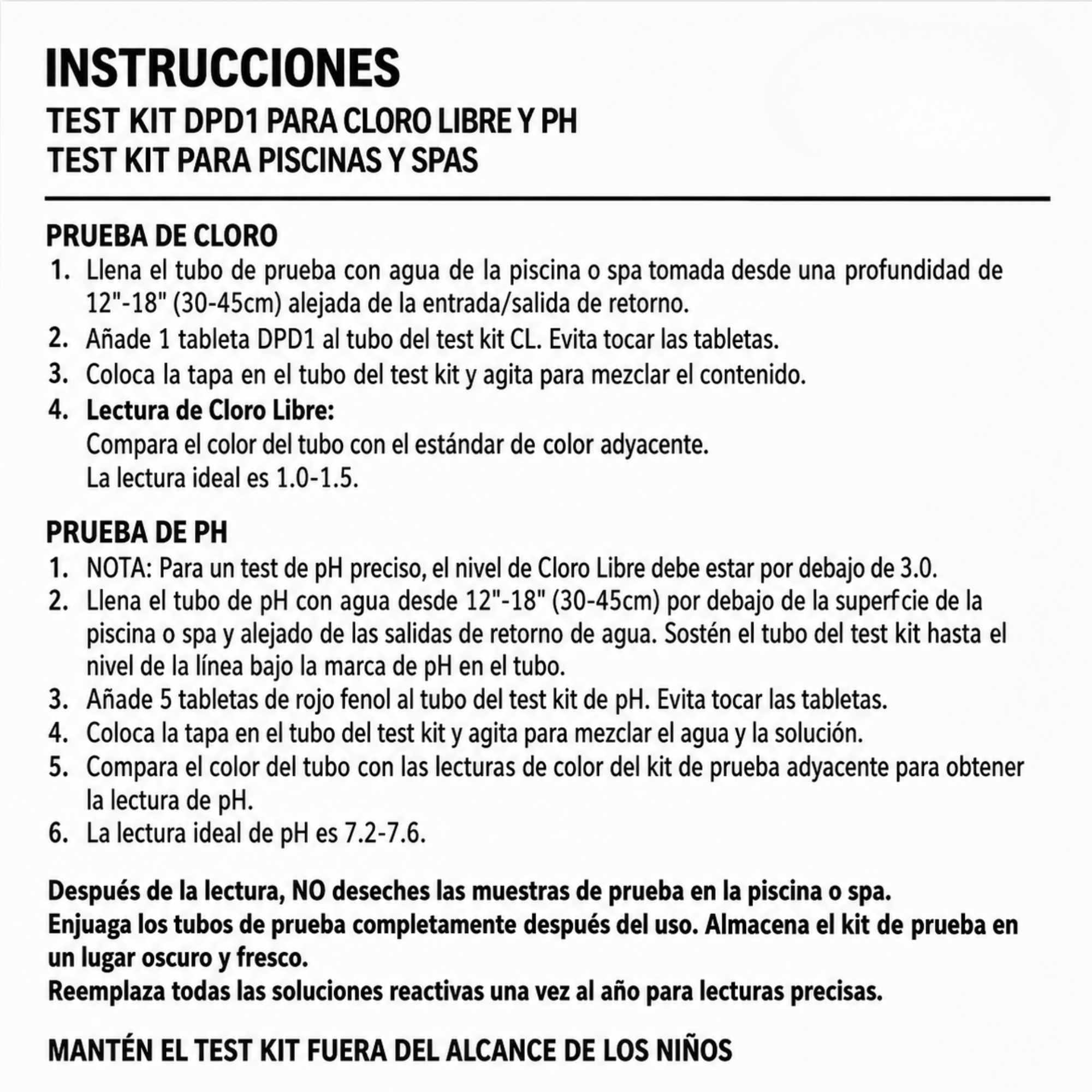 Test Kit DPD1 Cloro, Bromo y pH para piscina en pastillas - imagen 6