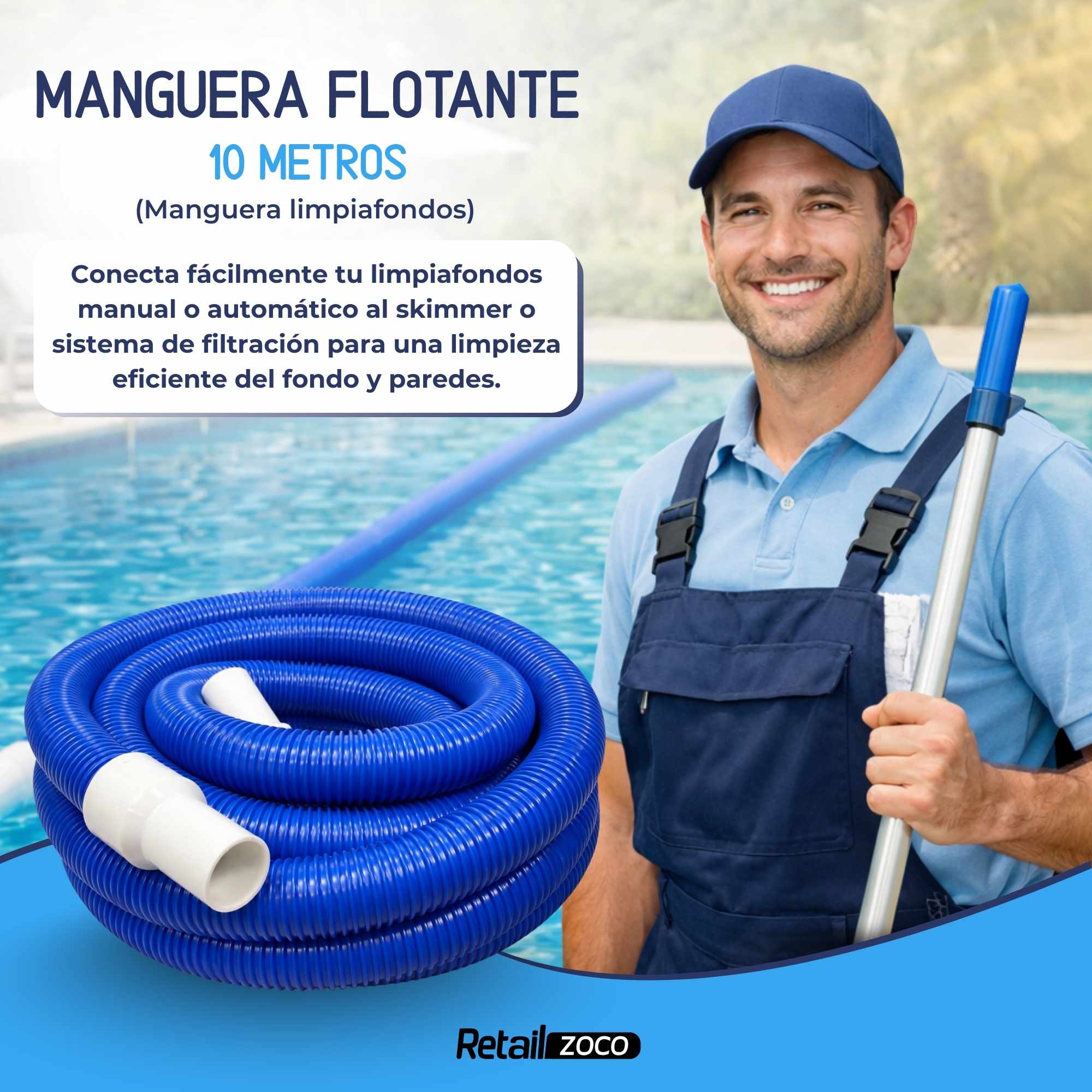 Manguera flotante de piscina limpiafondos 10 metros - imagen 2
