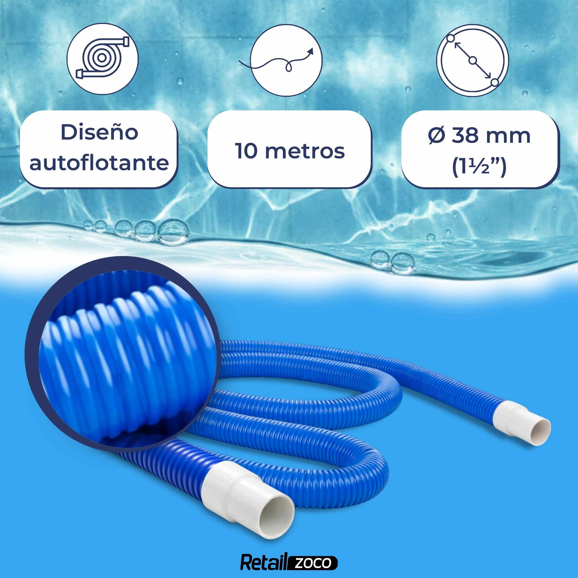 Manguera flotante de piscina limpiafondos 10 metros - imagen 5