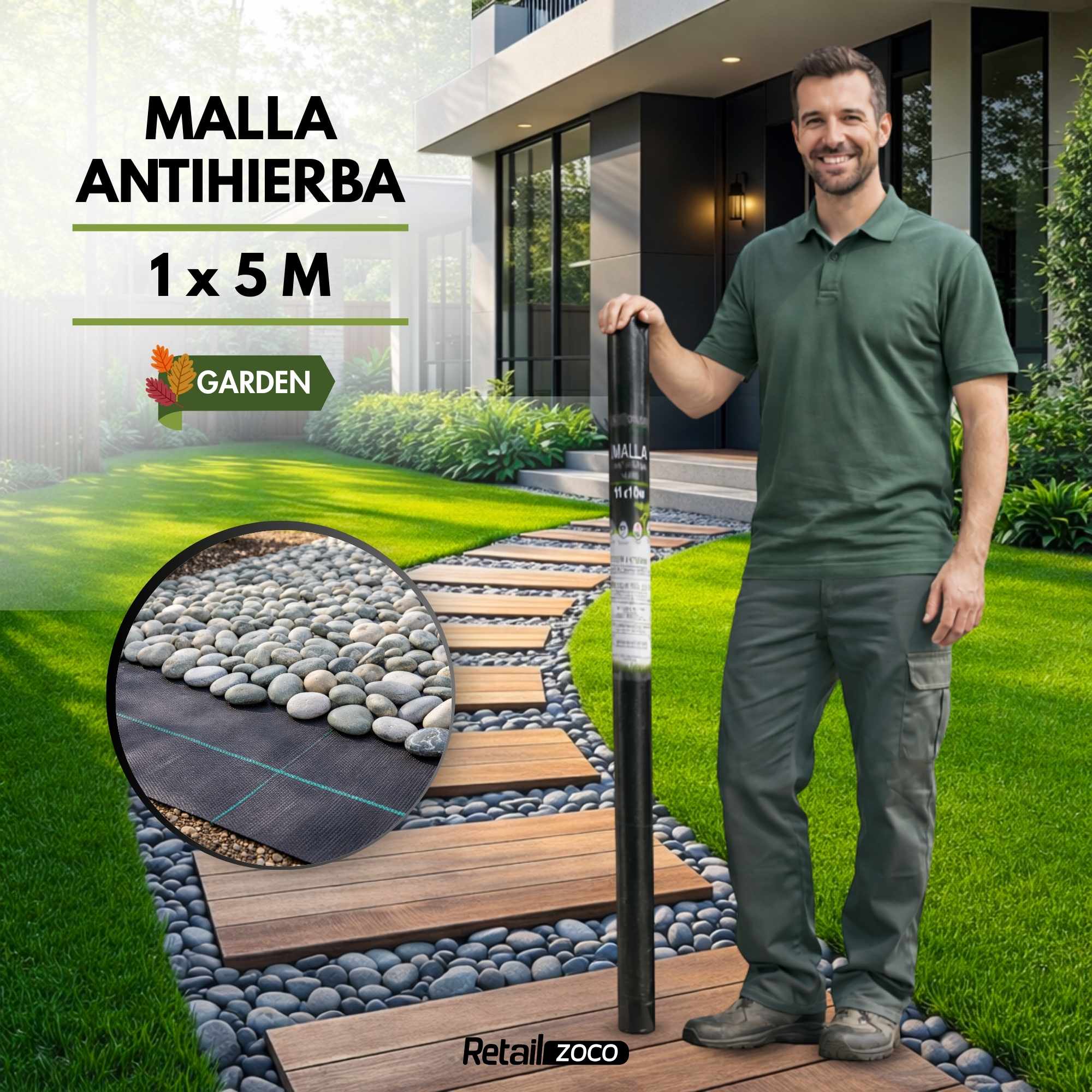 Malla Antihierba 1x 5 Metros Negro - imagen 2