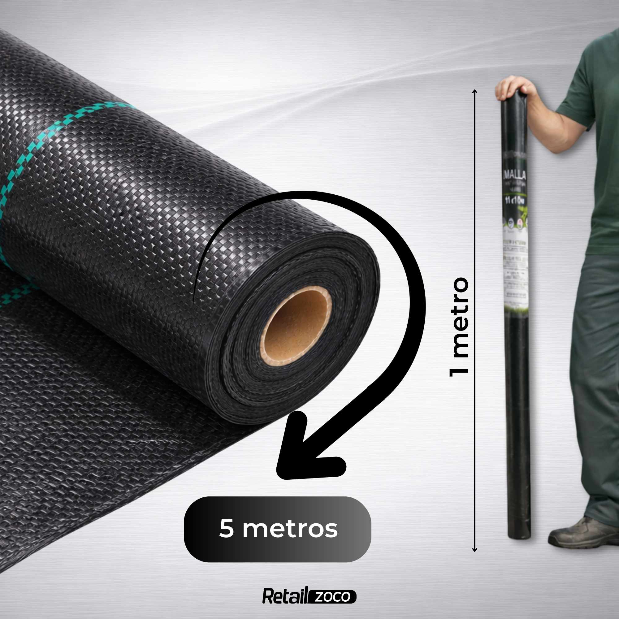 Malla Antihierba 1x 5 Metros Negro - imagen 4