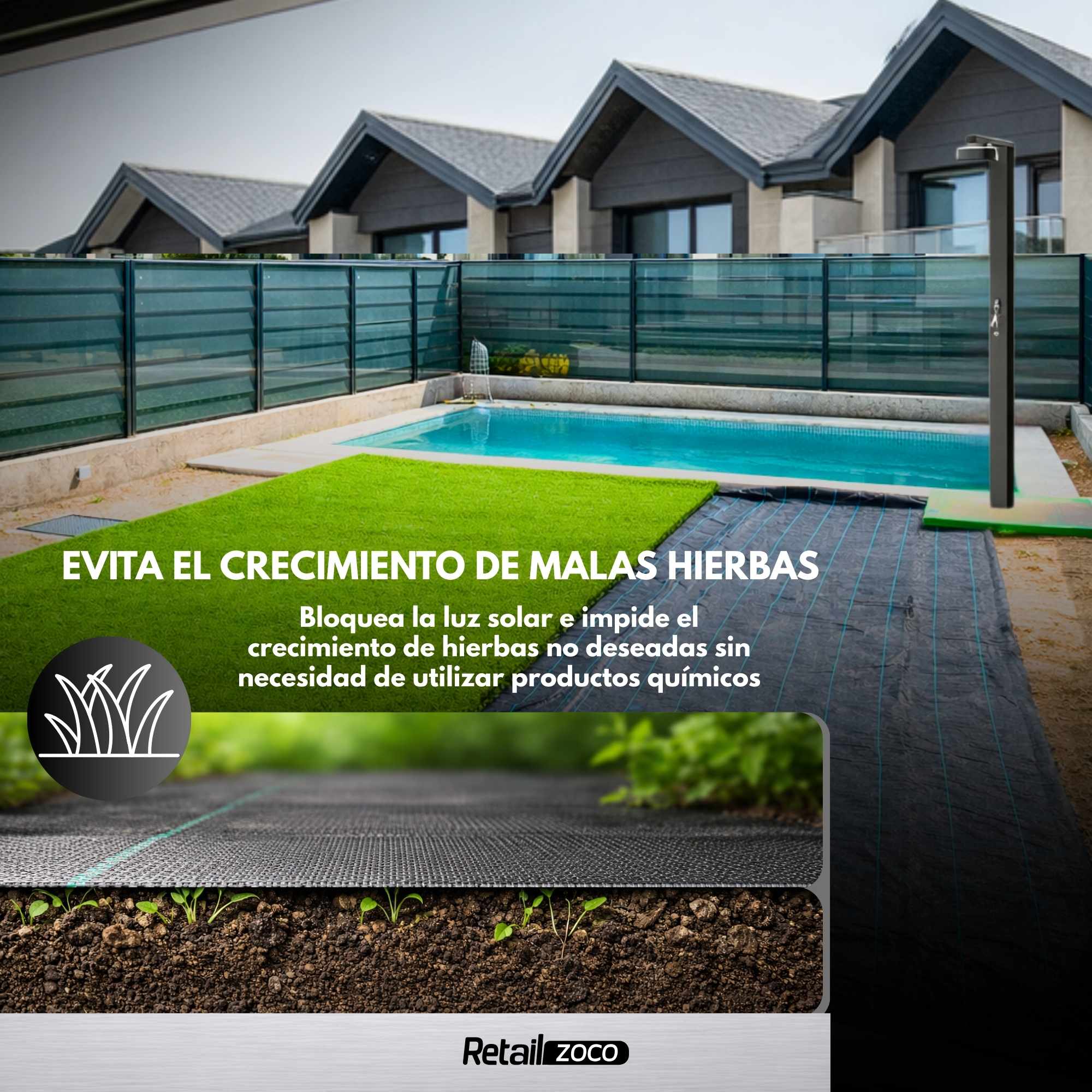 Malla Antihierba 1x 5 Metros Negro - imagen 5