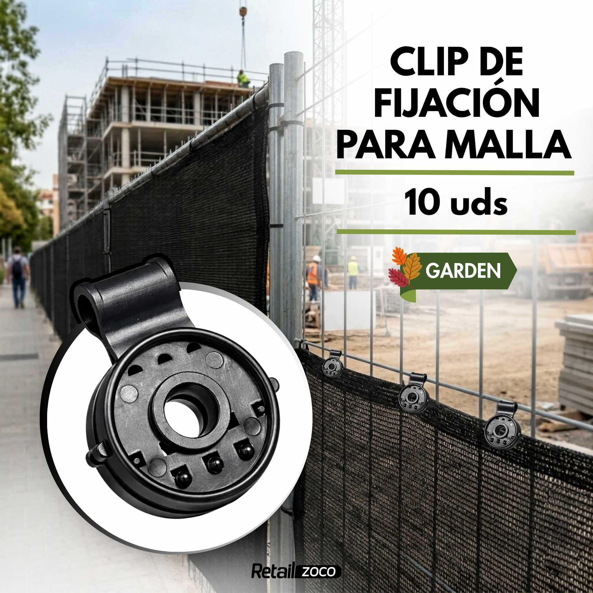 Clip de fijacción para malla de ocultación y de sombreo 10 unidades - imagen 2