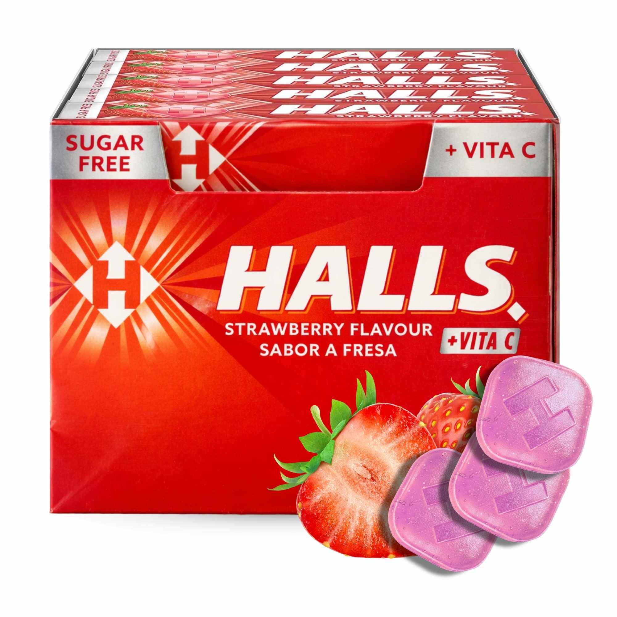 Halls Fresa Sin Azúcar Caja de 20 Sticks de 32 g - imagen 1