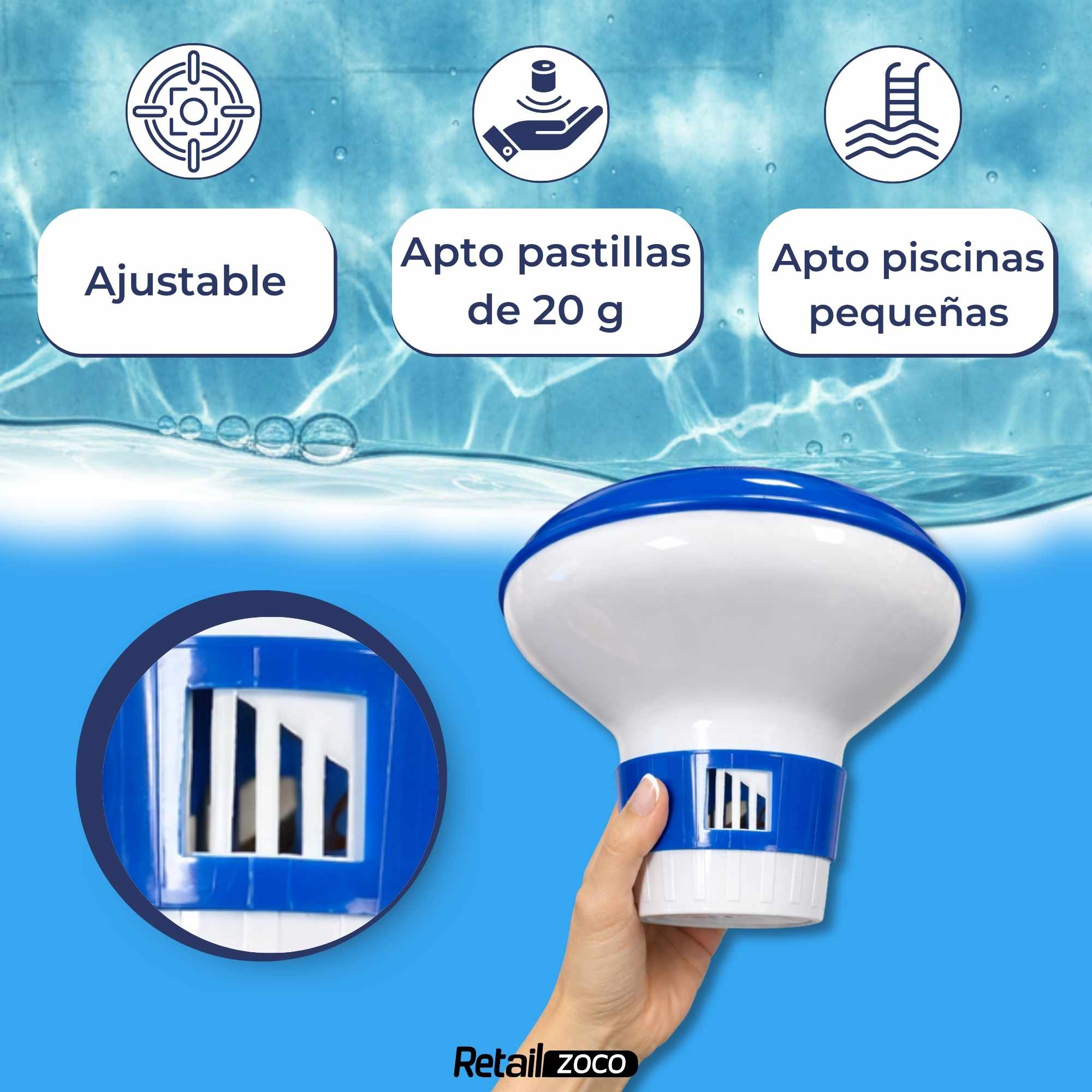 Clorador Flotante Mini piscina Tableta 20 g - imagen 5