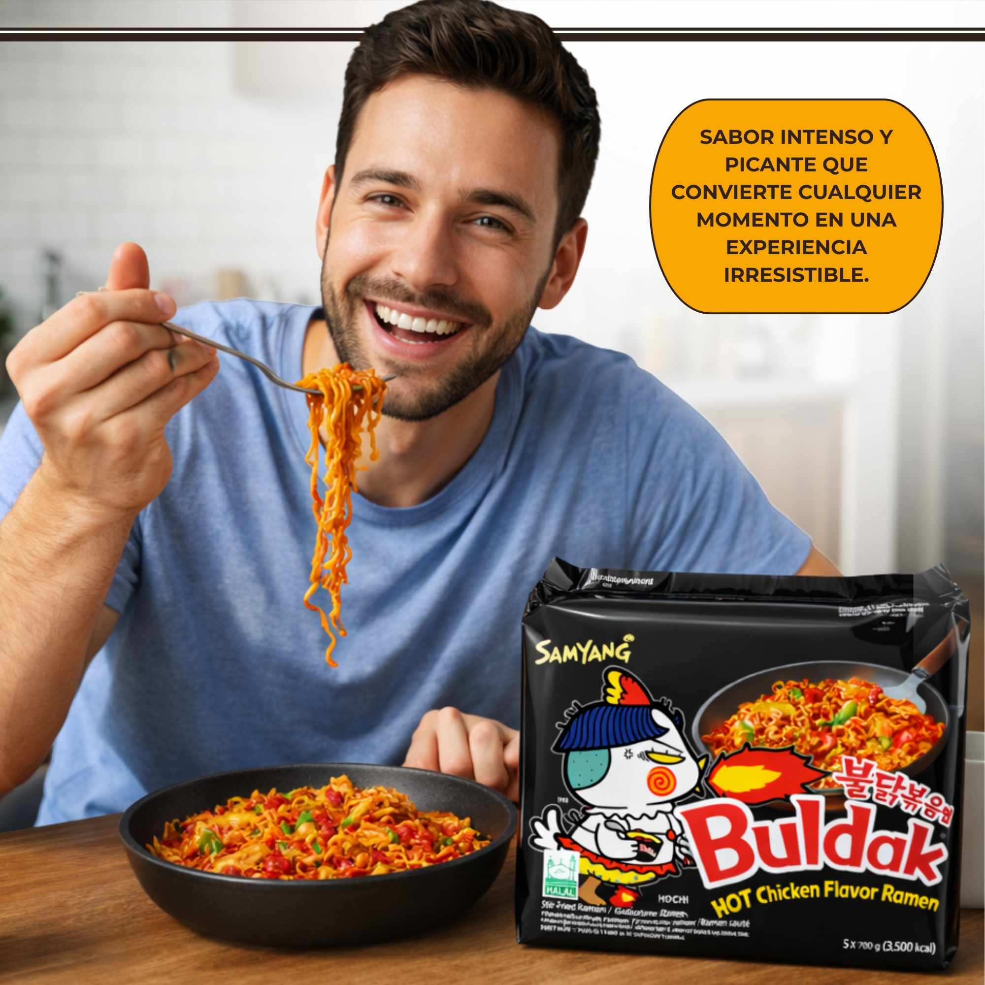 Hot Chicken Ramen Buldak Pollo picante 140g Pack 5 unidades - imagen 5