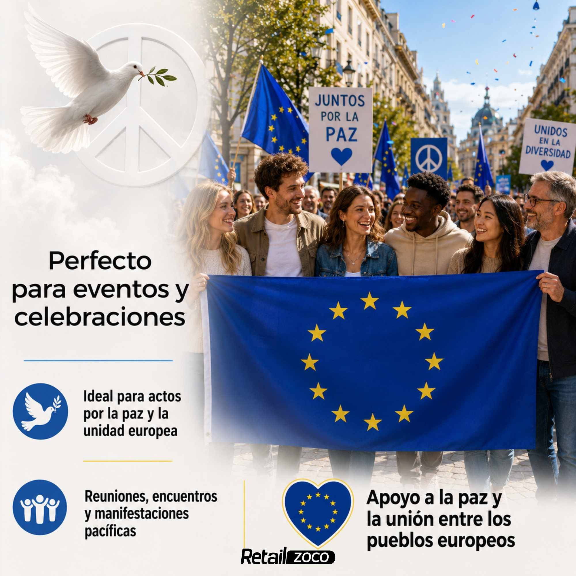 Bandera Europa grande para Exterior 90x150cm con ojales - imagen 4