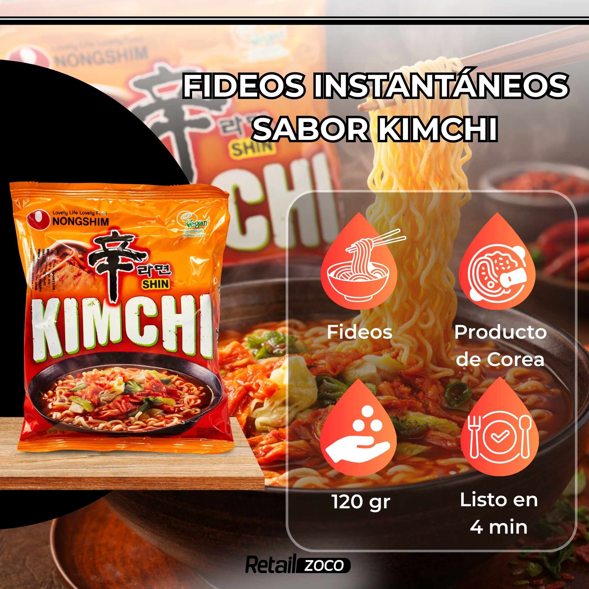 Nong Shim Shin Ramen Noodle Kimchi 120 gr - imagen 2