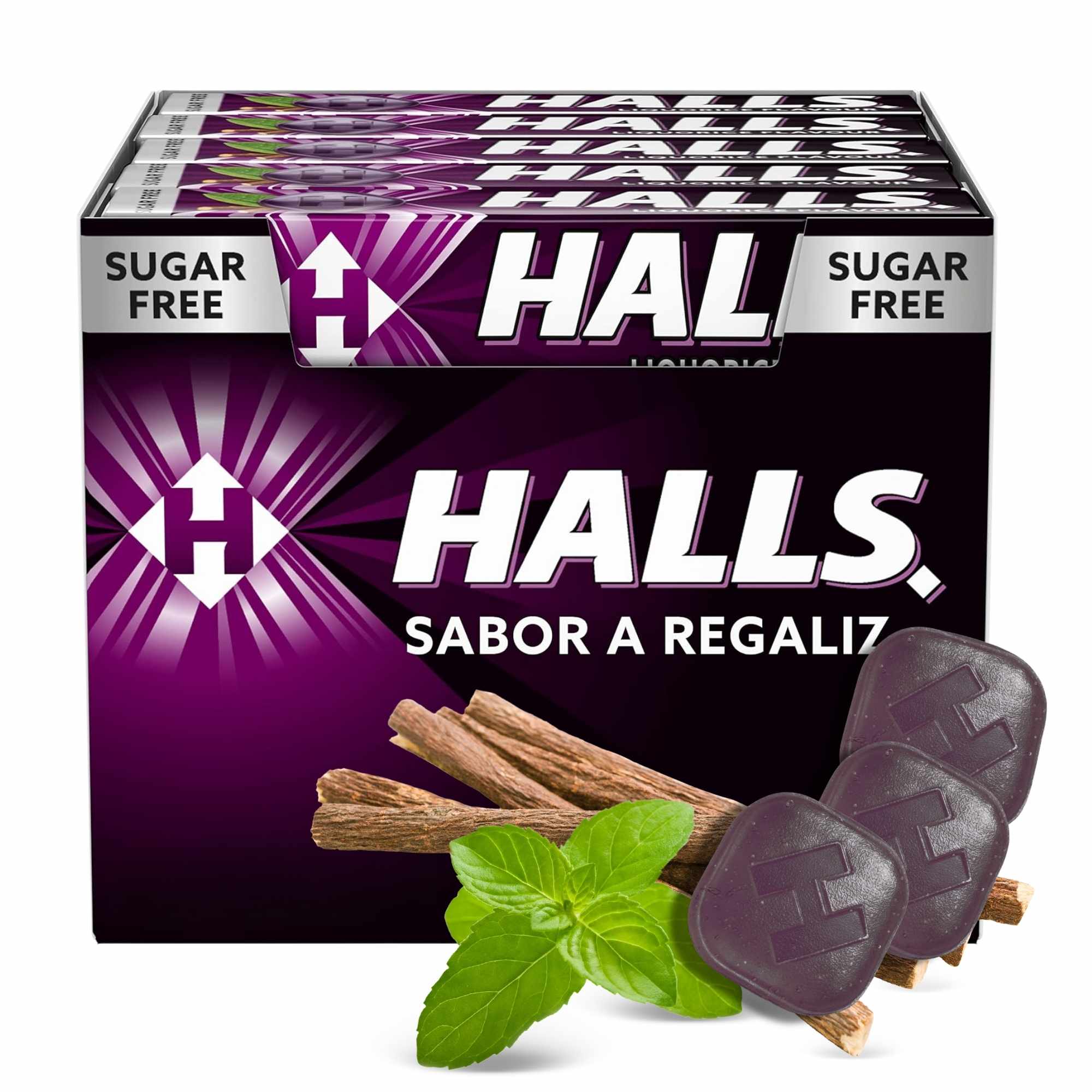 Halls original Sabor Regaliz Sin Azúcar Caja de 20 Sticks de 32 g