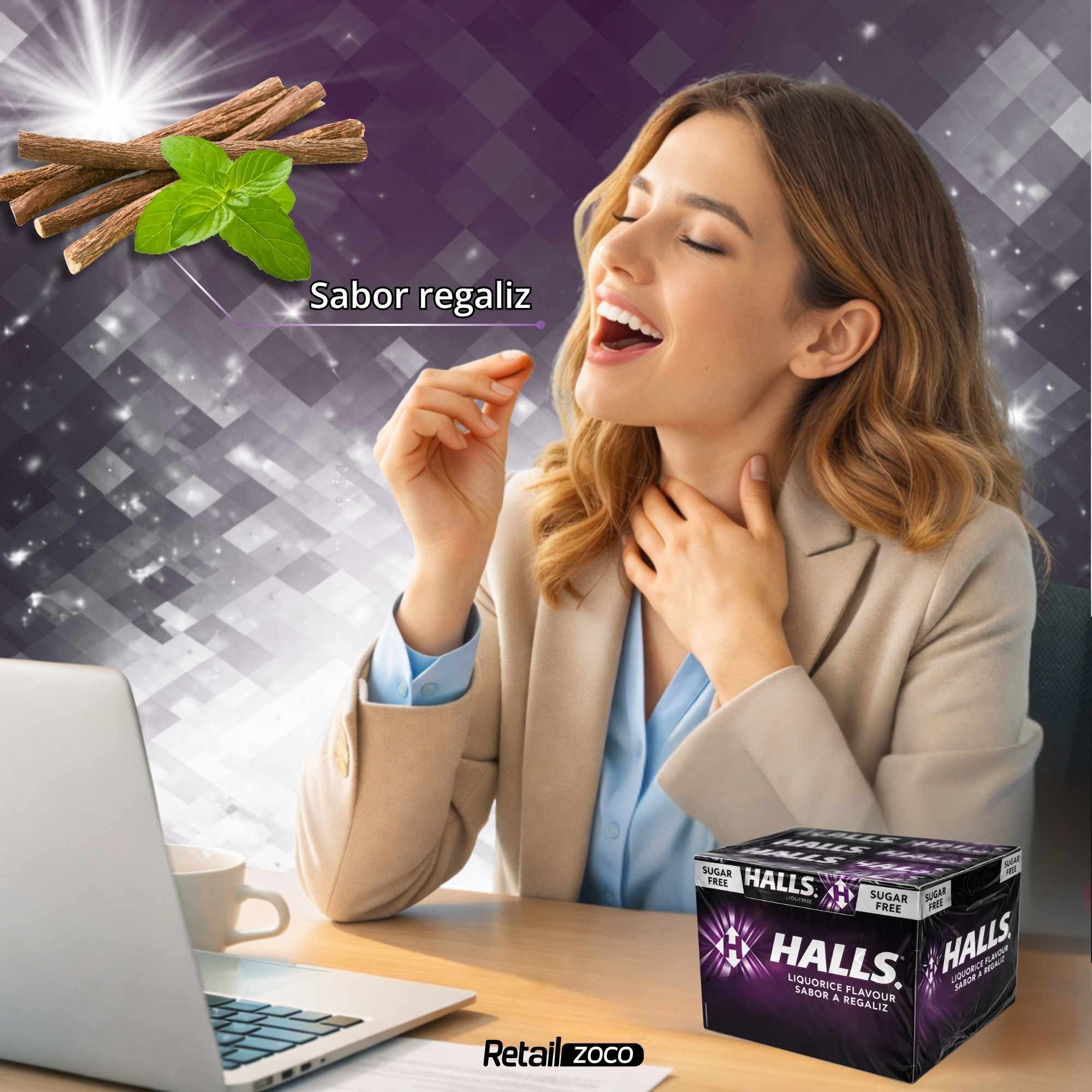 Halls original Sabor Regaliz Sin Azúcar Caja de 20 Sticks de 32 g - imagen 4