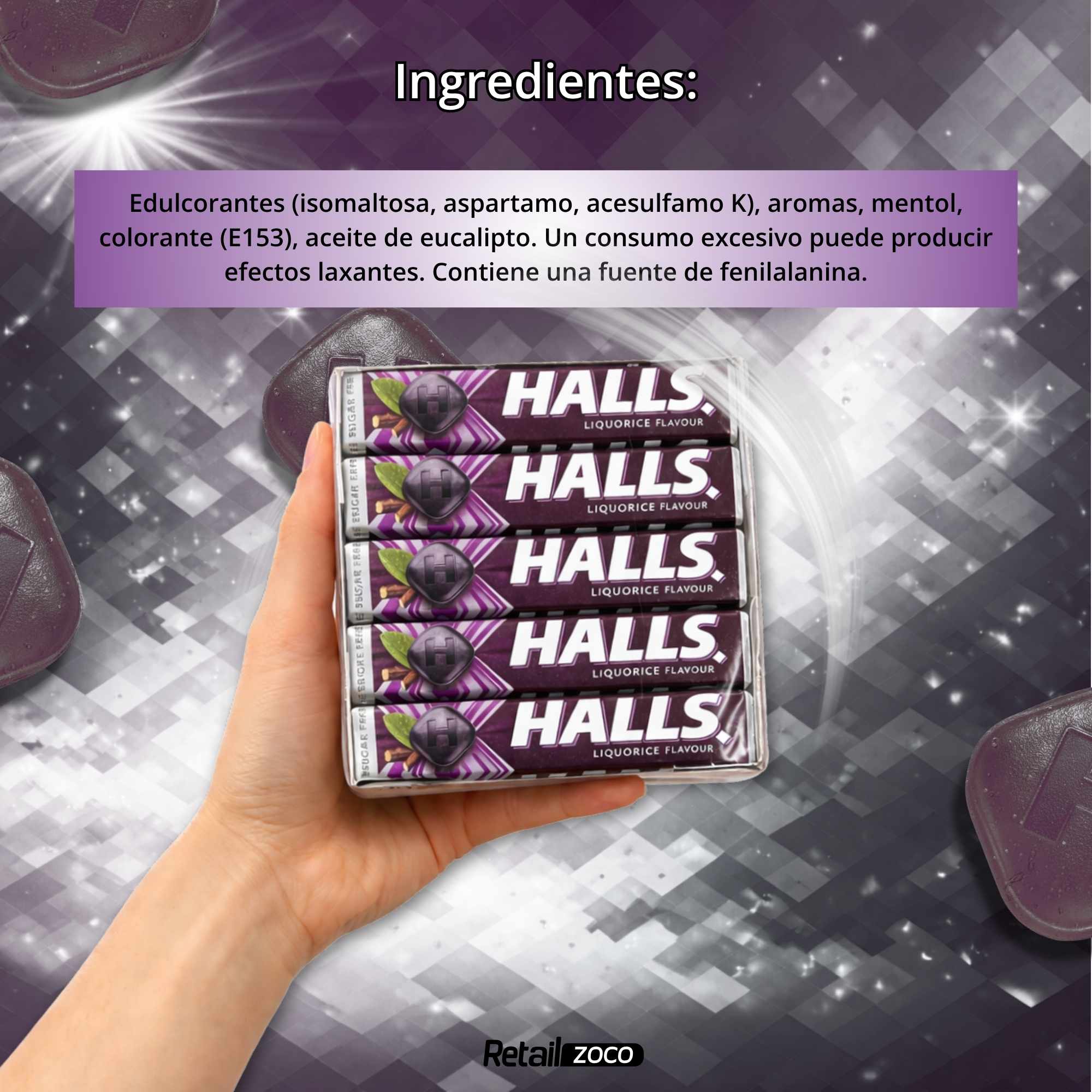 Halls original Sabor Regaliz Sin Azúcar Caja de 20 Sticks de 32 g - imagen 5