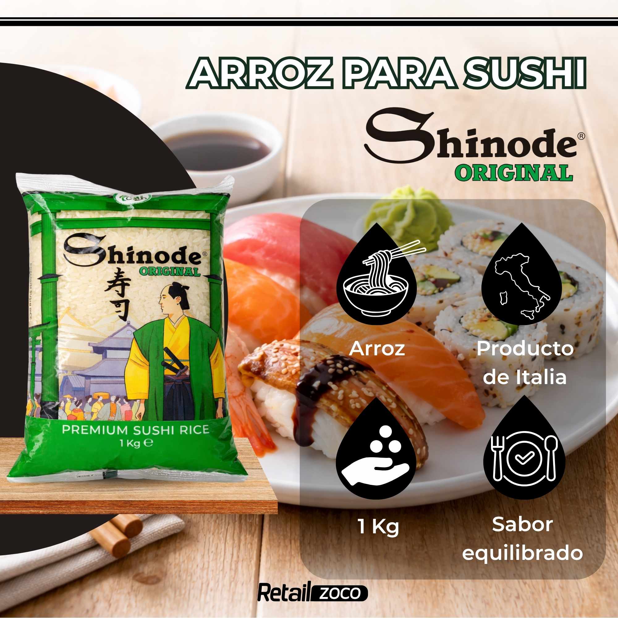Arroz Sushi Shinode Premium 1 Kg - imagen 2