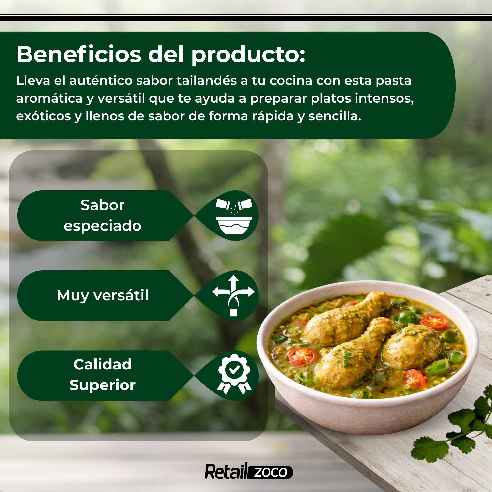 Pasta de Curry Verde Aroy-D 400 gr - imagen 3