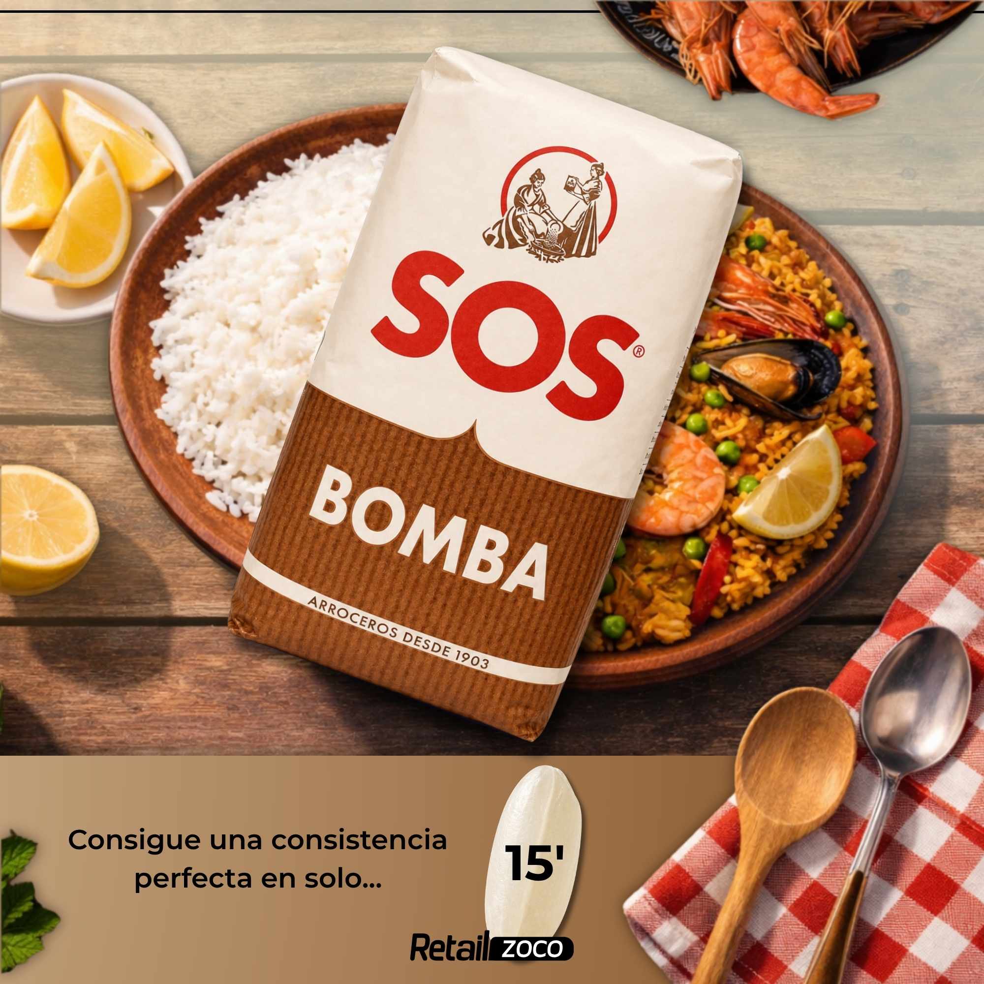 Arroz Bomba Reserva SOS de 1 Kg - imagen 5