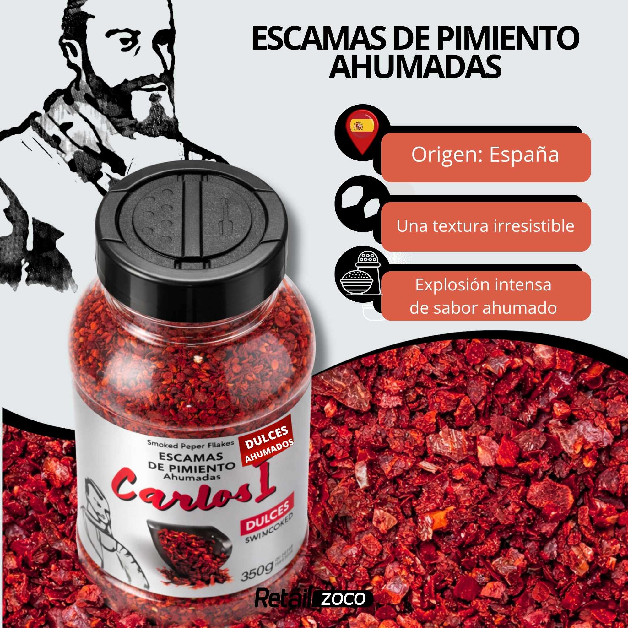 Escamas de pimiento ahumadas 350 gr Carlos I - imagen 2