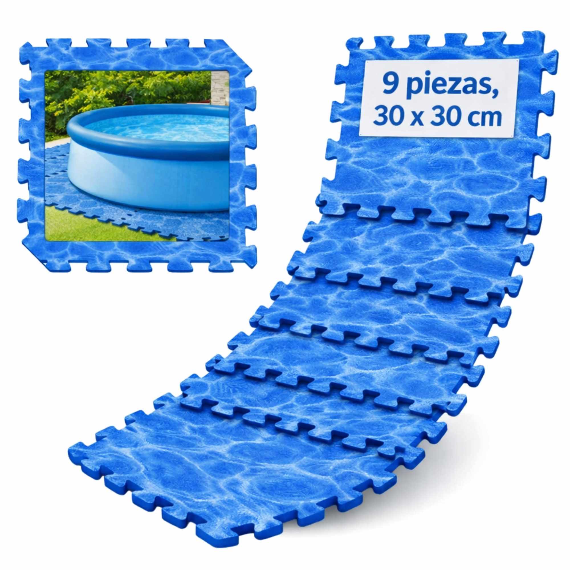Alfombrilla de espuma EVA para suelo 30x30 cm azul 9 unidades