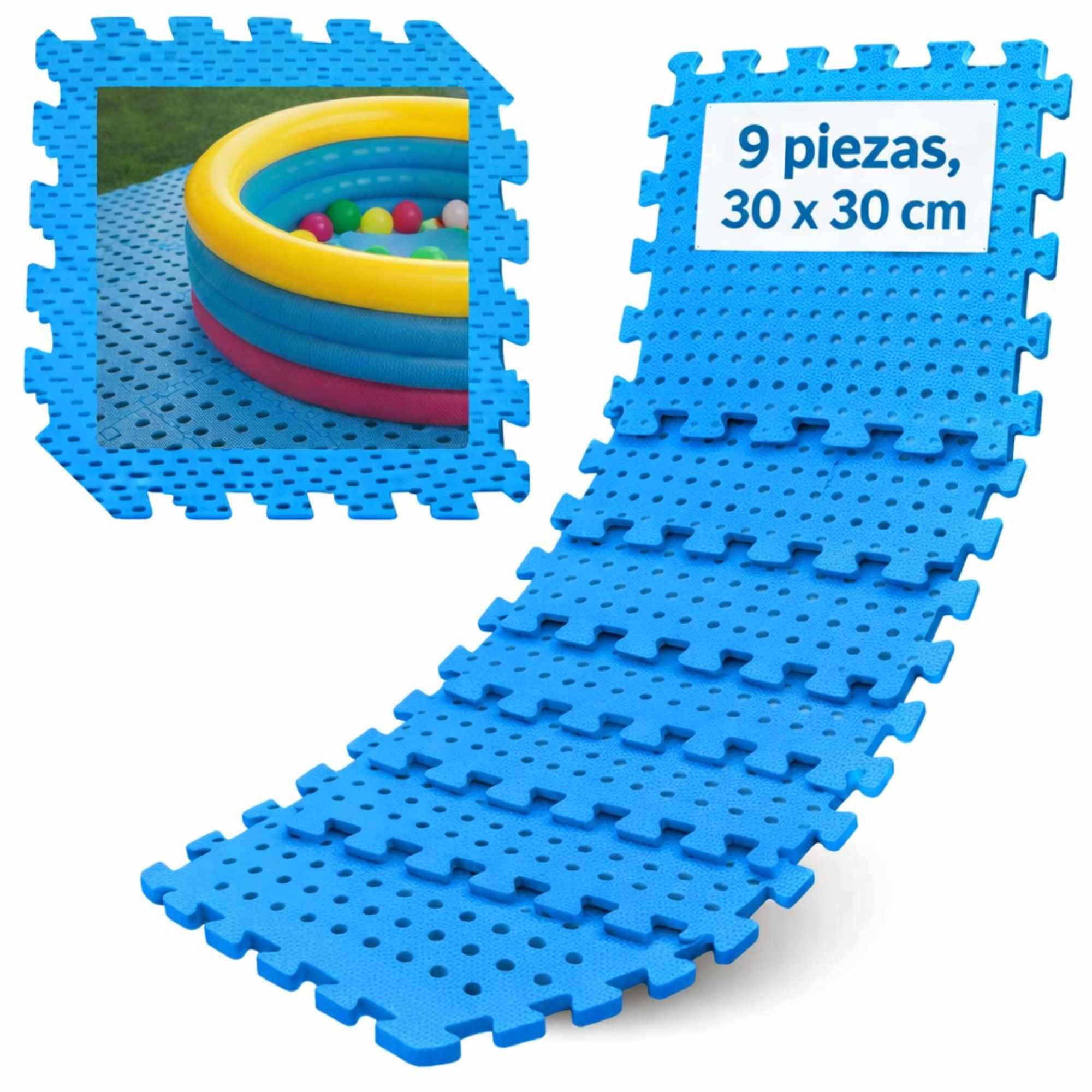 Alfombrilla de espuma EVA para suelo 30x30 cm perforada 9 unidades